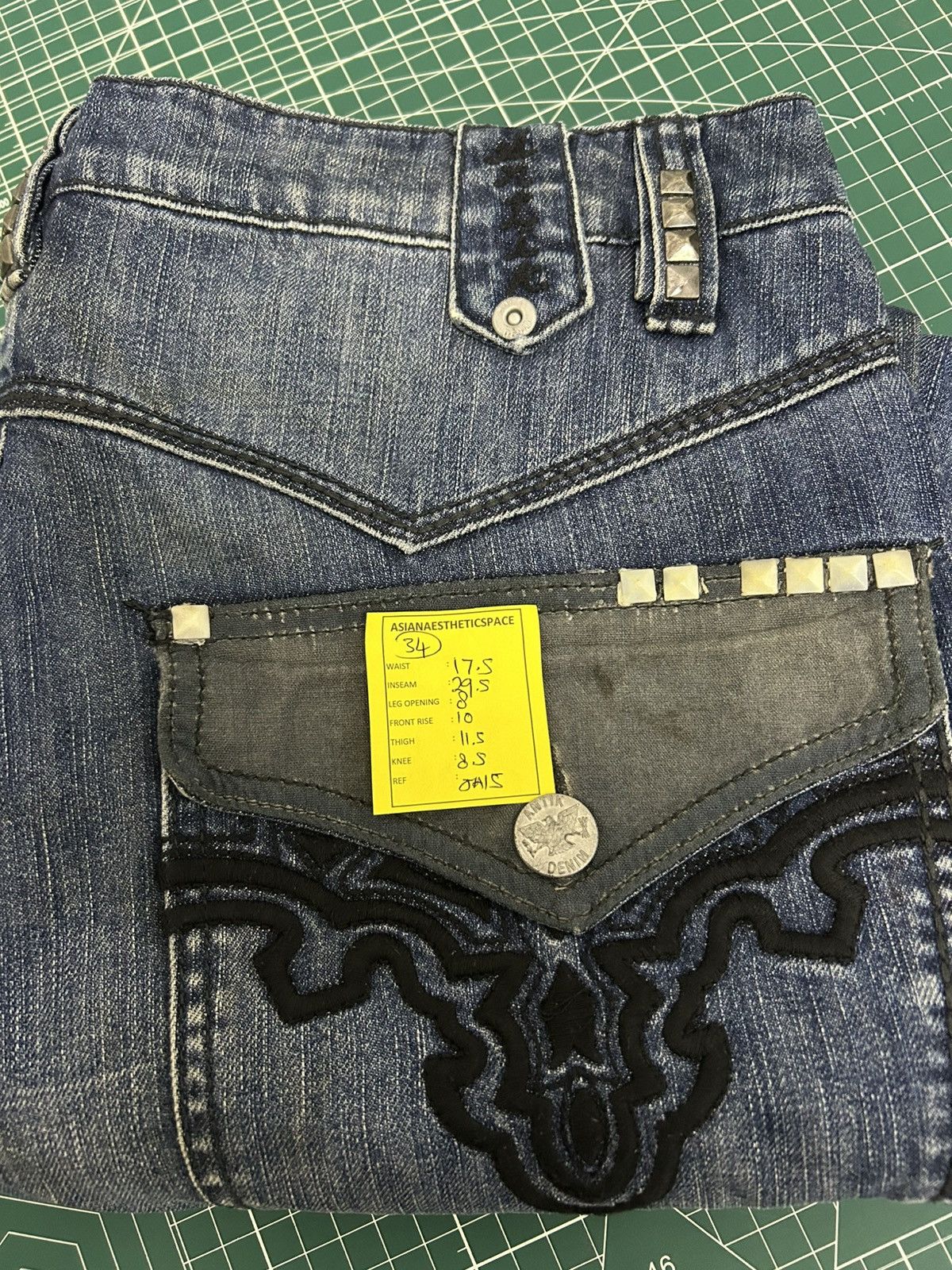 20471120 × GOSTAR DE FUGA × Japanese Brand Antik Heritage Denim Baggy Style Studded Mud Washed Distress Size US 34 / EU 50 - 18 Thumbnail