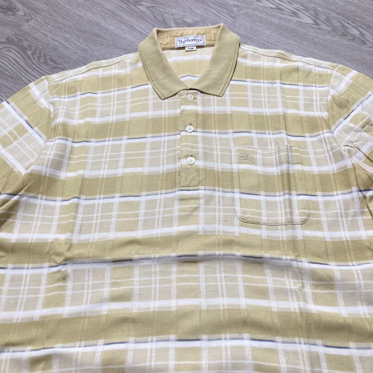 Burberry 1990s Vintage Burberrys Nova Check Pocket Polo Tshirt Luxury Size US L / EU 52-54 / 3 - 4 Thumbnail