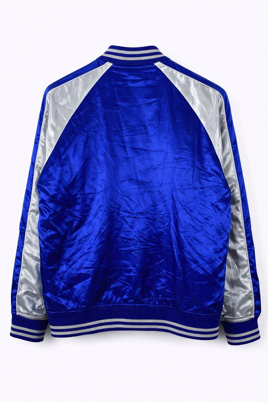 Japanese Brand GGD Edition Blue Silver Satin Sukajan Bomber Jacket Japan Size US M / EU 48-50 / 2 - 2 Thumbnail