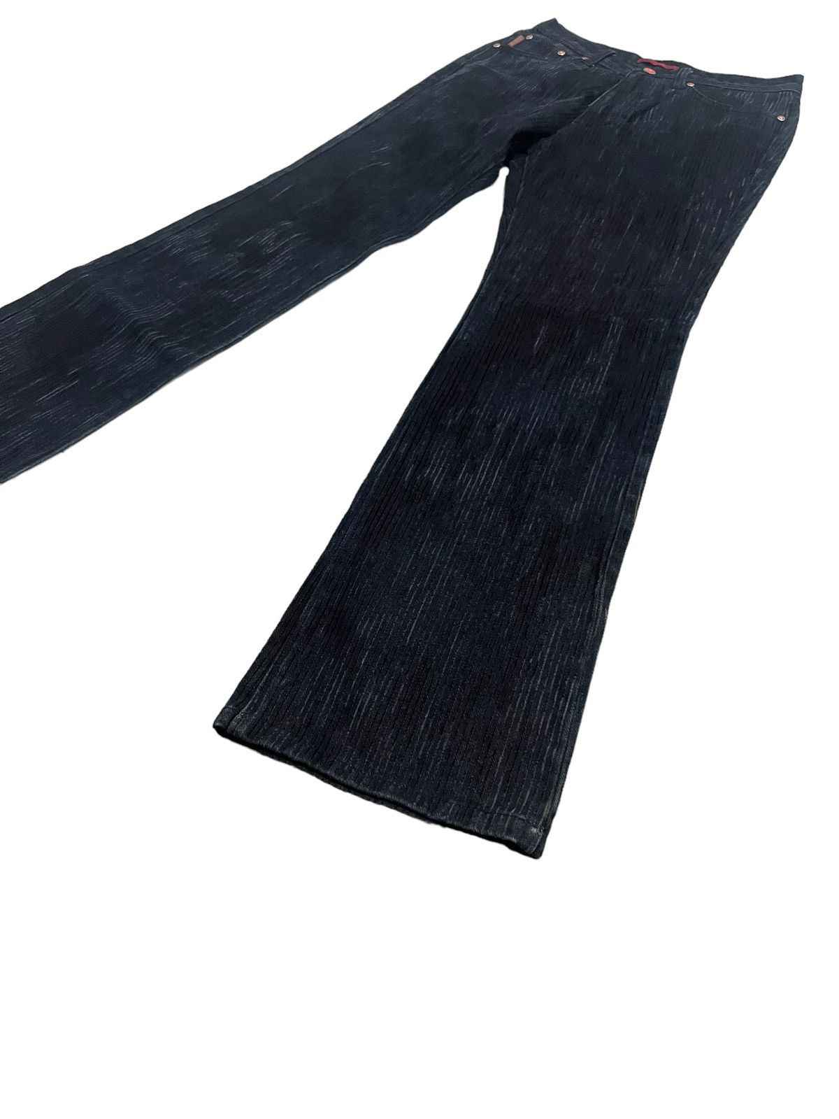 image of Vintage 291295=Homme Tripes Flare Jeans Size 30 X 30 in Black, Men's
