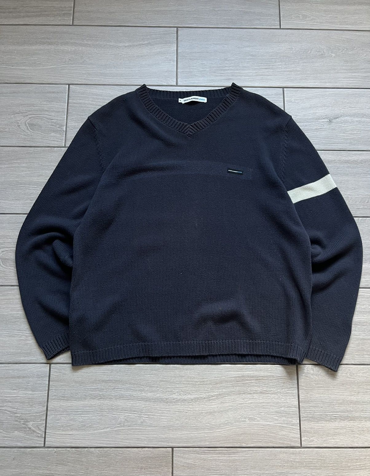 Yves Saint Laurent Saint Laurent Jeans Vintage Faded Sweater Knit Size US XL / EU 56 / 4 - 2 Thumbnail