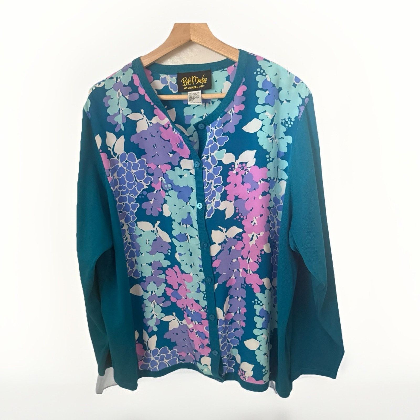 Bob Mackie Bob Mackie Silk Cotton Cardigan Sweater Floral Mixed Media Size 3XL / US 20-22 - 1 Thumbnail