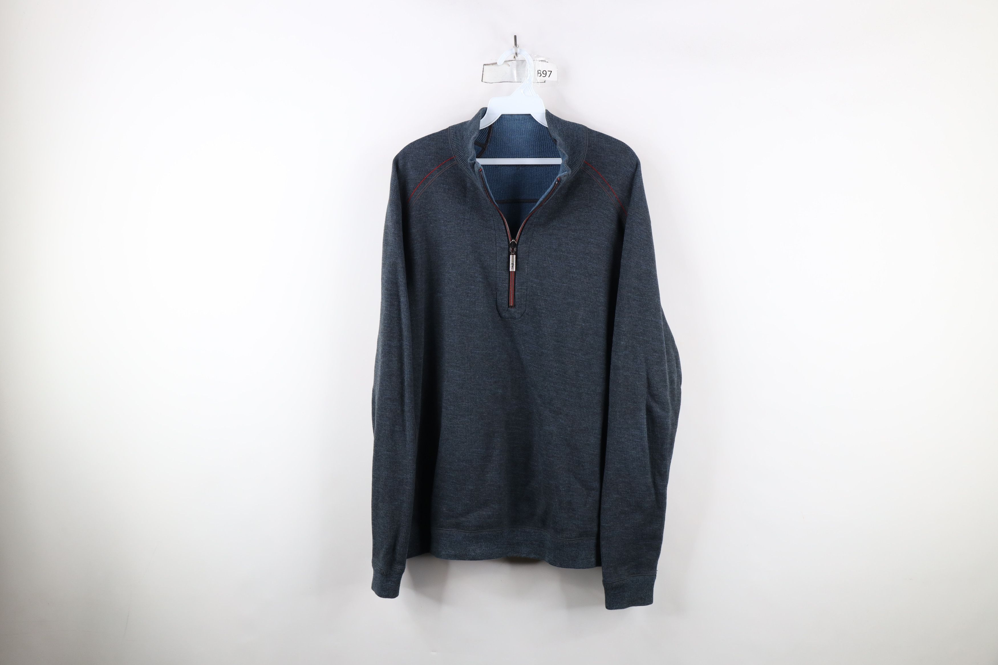 Tommy Bahama × Vintage Vintage Tommy Bahama Reversible Ribbed Knit Half Zip Sweater Size US XL / EU 56 / 4 - 1 Thumbnail