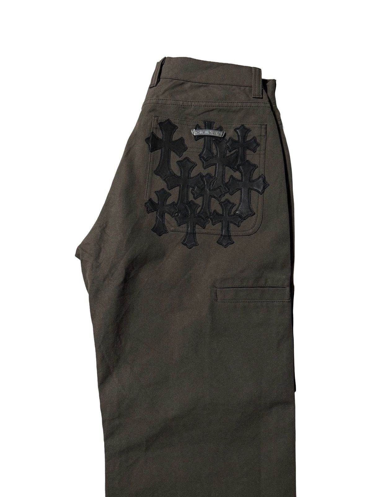 CHROME HEARTS BROWN DOUBLE KNEE 10 PATCH WORK PANTS