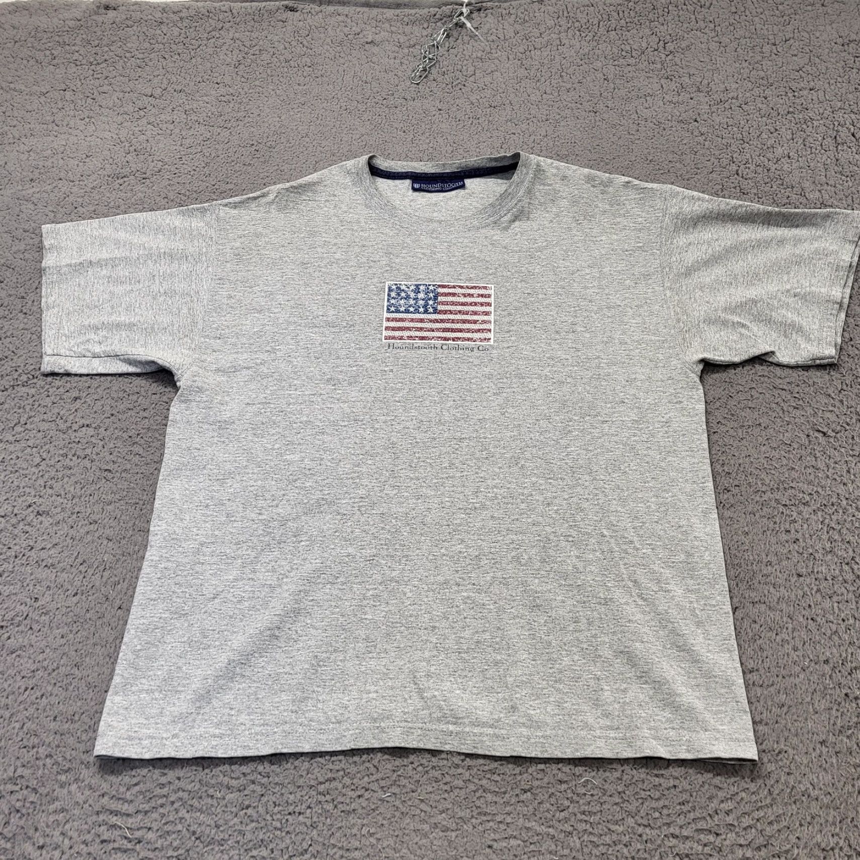 Vintage VINTAGE Houndstooth Clothing Co. Tshirt Men's Size Large American Flag Gray 4th July Shirt Mens Gray T-Shirt Size US L / EU 52-54 / 3 - 7 Thumbnail