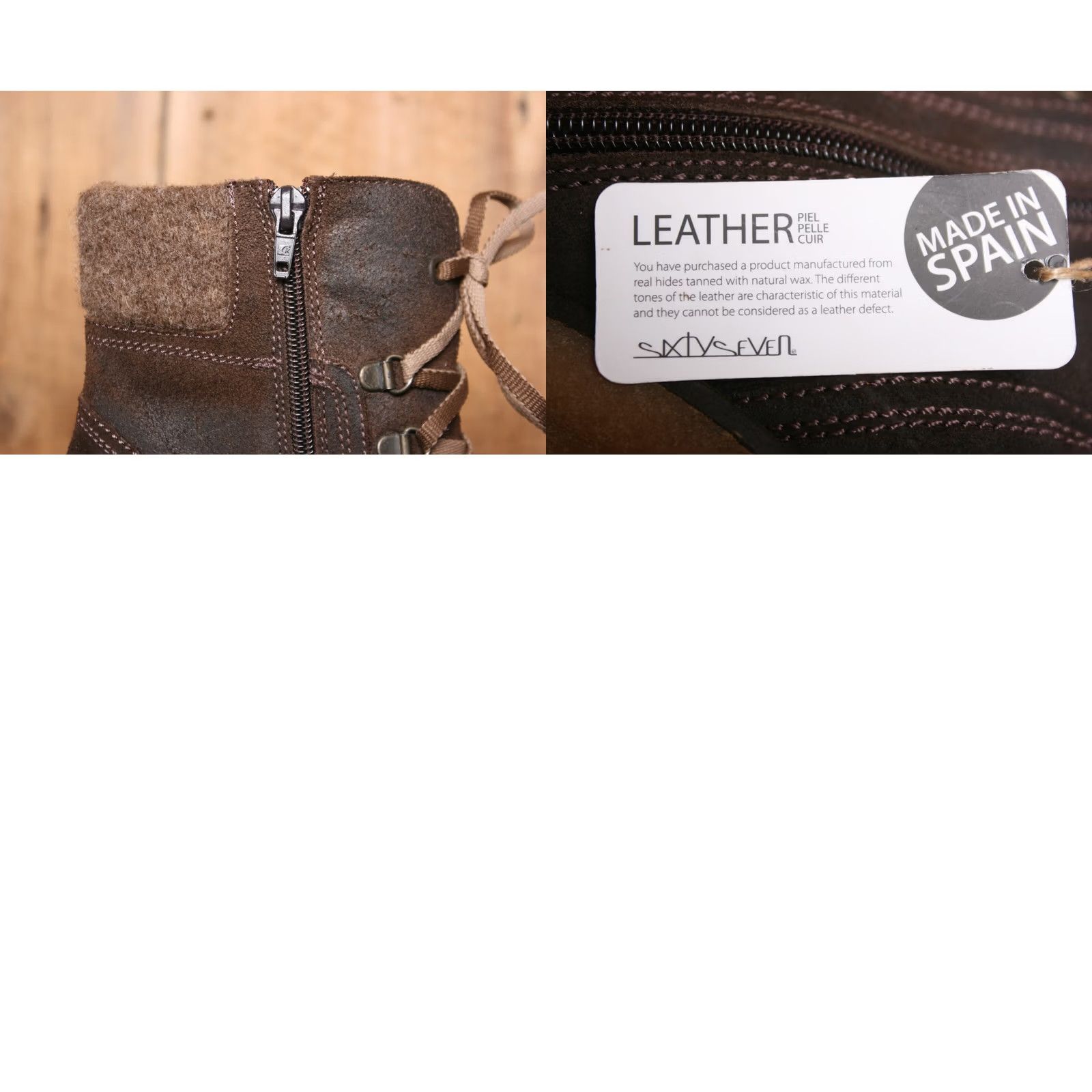 Vintage SIXTYSEVEN Brown Waxed Suede Ankle Boots w/4.5" Heels EUR 40 ≈ US 8 Women Boots Suede Ankle Lace Up Zip 4 in & Higher Size US 9 / IT 39 - 9 Thumbnail
