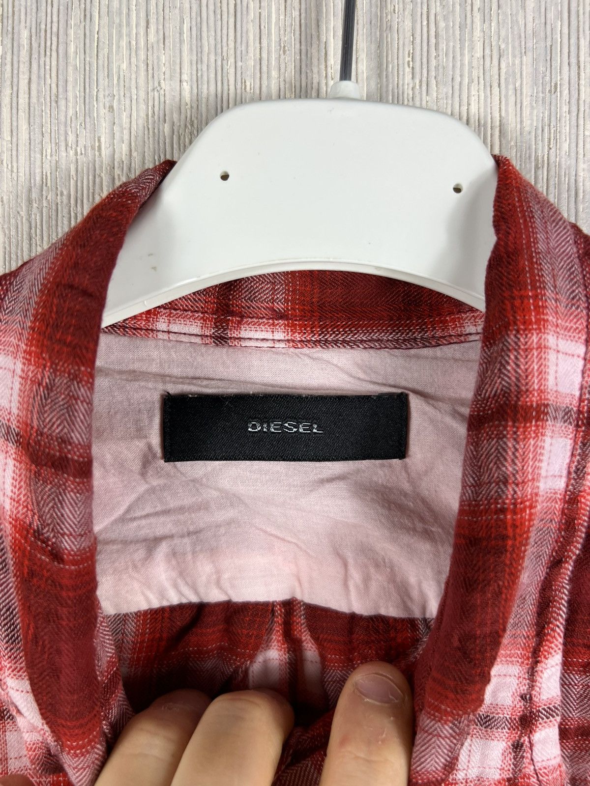 Diesel Diesel plaid button up checked distressed shrunk shirt logo Size US L / EU 52-54 / 3 - 13 Thumbnail