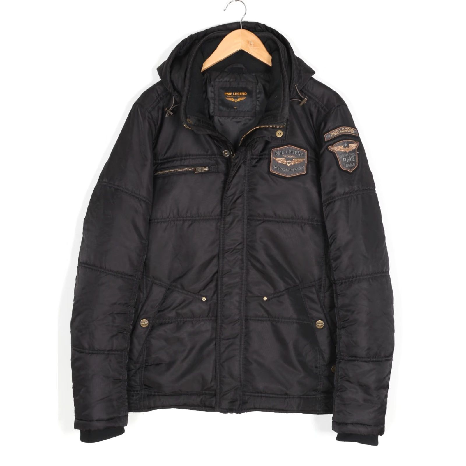 Vintage PME Legend Jacket Men 2XL Hooded Insulated Nylon Black Zip Casual All Seasons Winter Spring Autumn Hoodie Mens Size US XXL / EU 58 / 5 - 2 Thumbnail