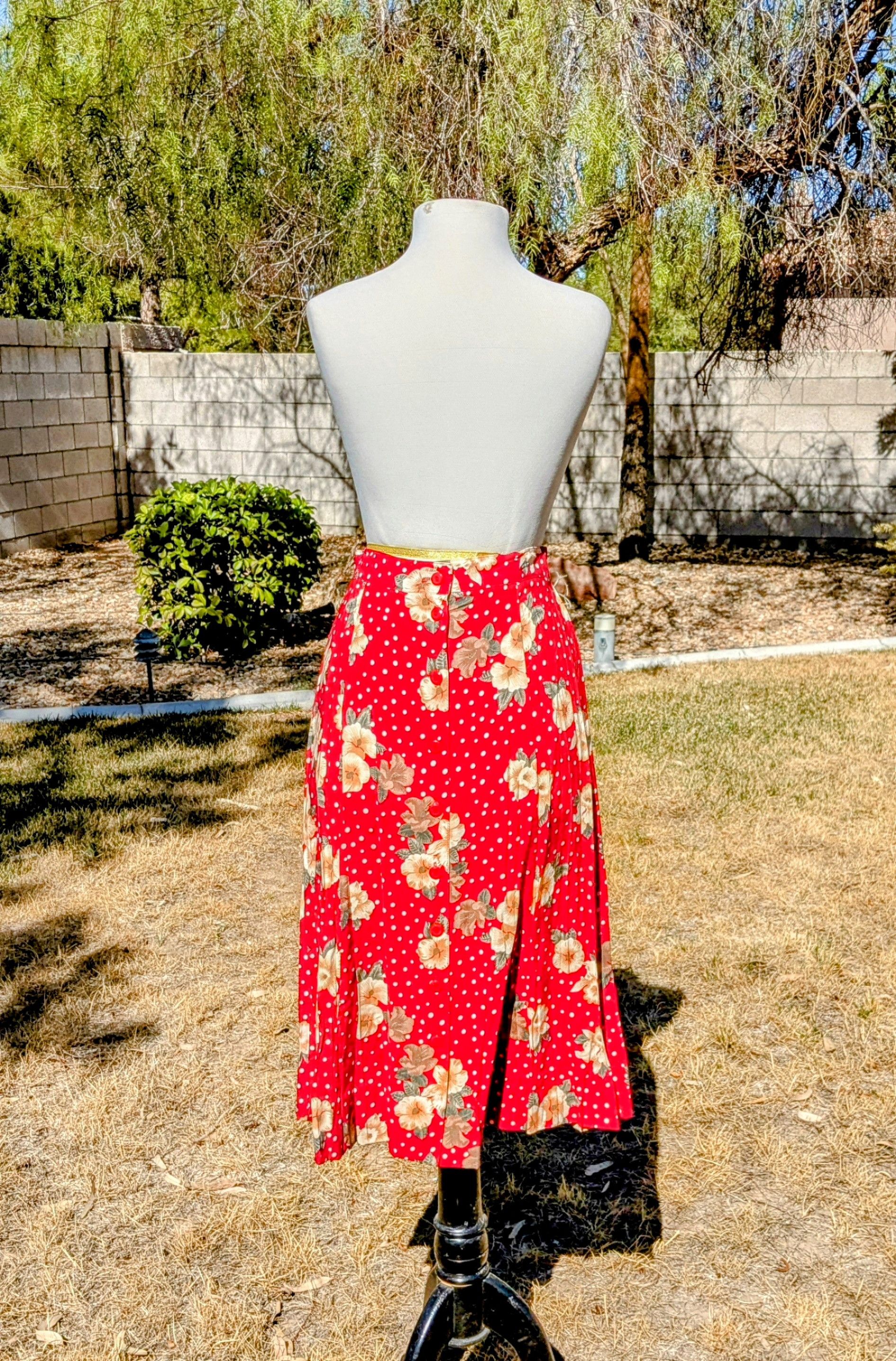 Vintage VTG Full-Button Elastic Waist Floral Sag Harbor 1980s Skirt Size 26" / US 2 / IT 38 - 2 Thumbnail
