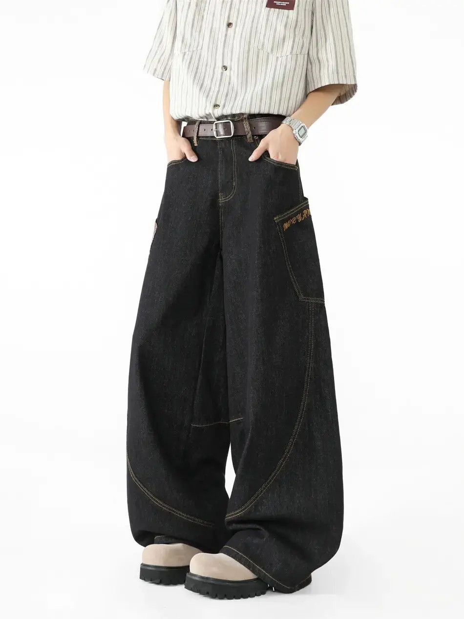 Japanese Brand Retro loose curved knife wide leg jeans Size US 32 / EU 48 - 1 Thumbnail