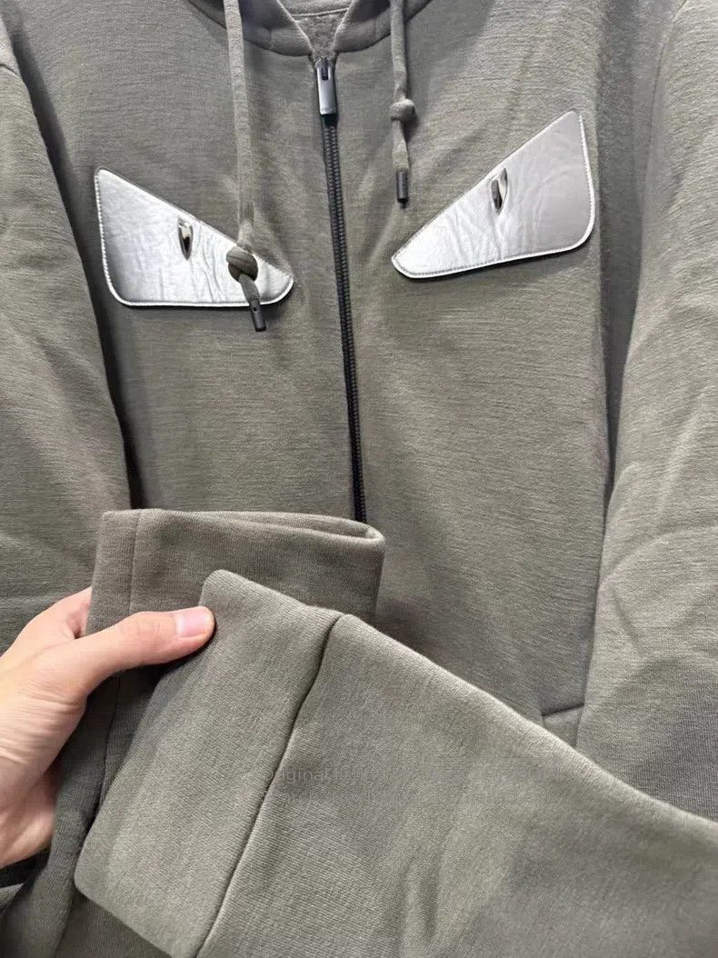 Fendi Fendi Light Grey Green Monster Zip Hoodie Size US L / EU 52-54 / 3 - 5 Thumbnail