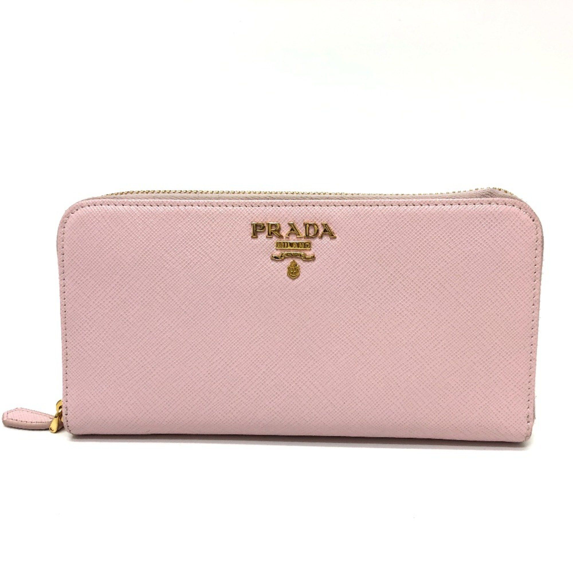 Prada PRADA 1ML506 logo Zip Around Long Wallet pink GoldHardware Size ONE SIZE - 1 Thumbnail