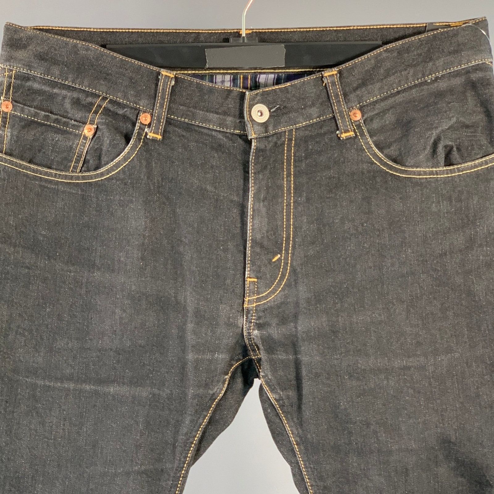 Junya Watanabe Indigo Yellow Twill Cotton Contrast Stitch Straight Jeans Size US 34 / EU 50 - 2 Thumbnail