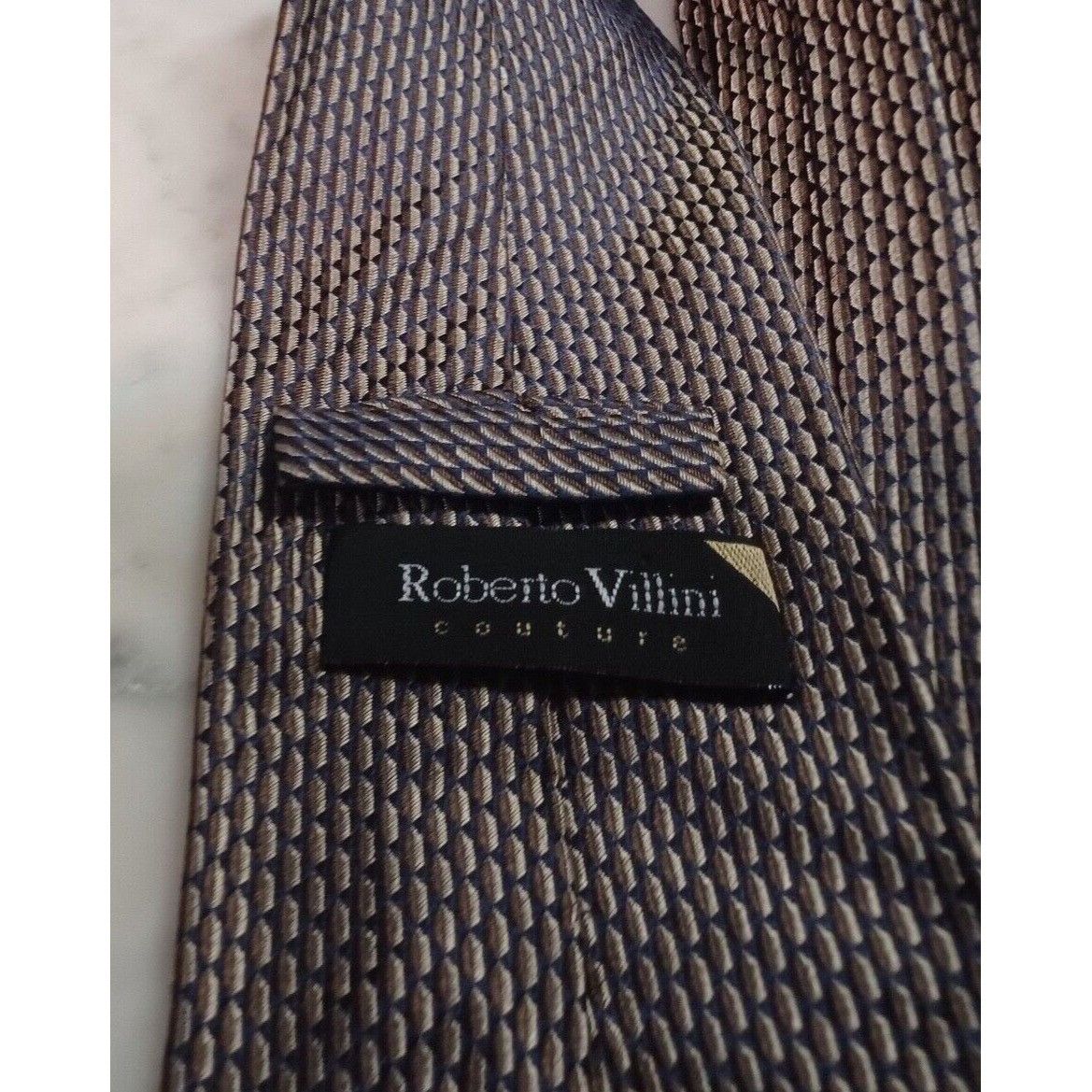 Other Mens 100% Silk Tie Made in Italy Roberto Villini Couture Tan Size ONE SIZE - 6 Thumbnail
