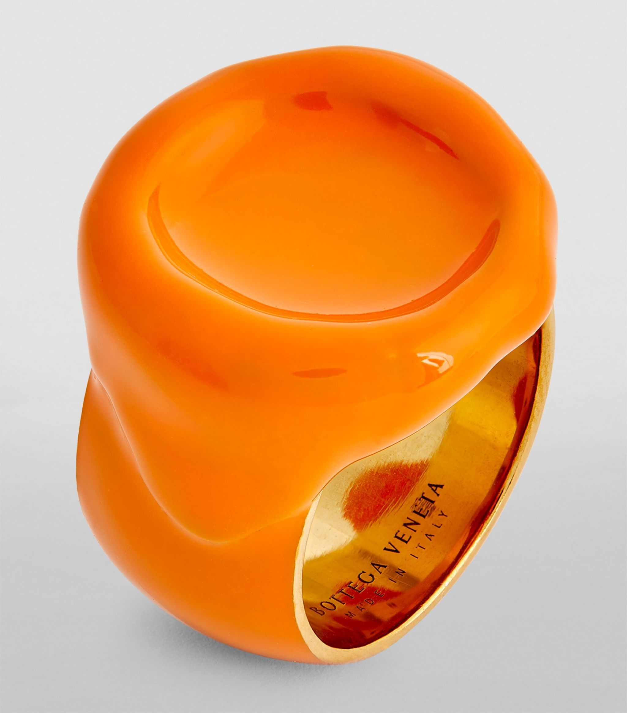 Bottega Veneta BOTTEGA VENETA Seal orange gold plated silver ring 6 13 q Size ONE SIZE - 1 Thumbnail