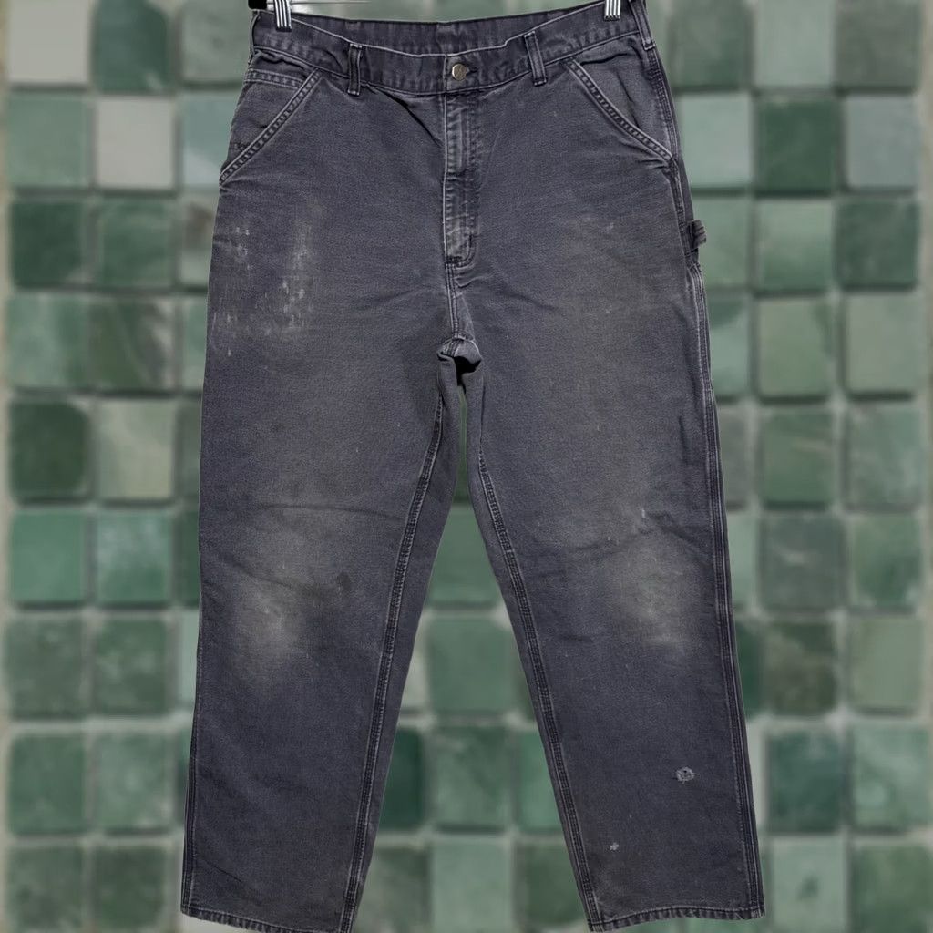 Carhartt VINTAGE Carhartt B11-PTB Dungaree Fit Canvas Carpenter Pants Petrol Blue Men’s 34x34 Size US 34 / EU 50 - 1 Thumbnail