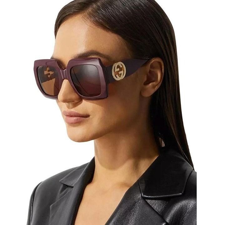 Gucci Gucci GG1022S 007 Sunglasses Brown Square Frame Size ONE SIZE - 3 Thumbnail