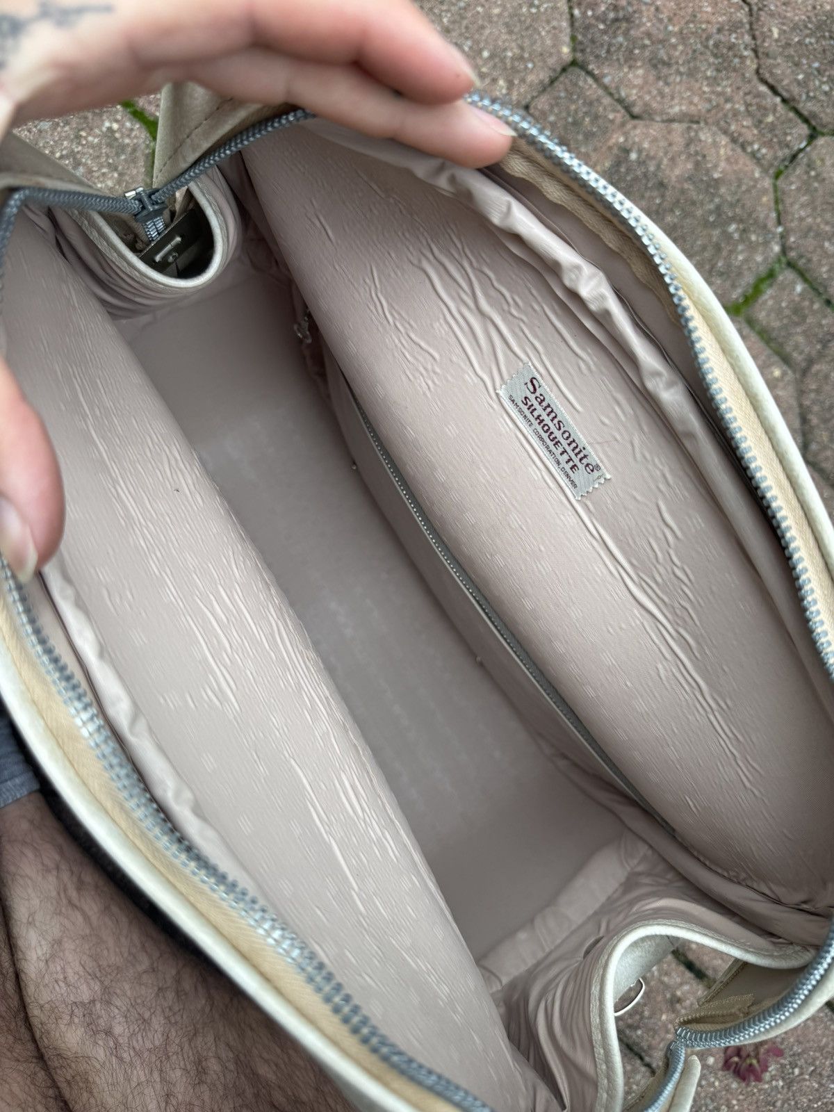 Vintage White Marble Leather Bag 1970s Zipper Detail made in Denver Size ONE SIZE - 10 Thumbnail
