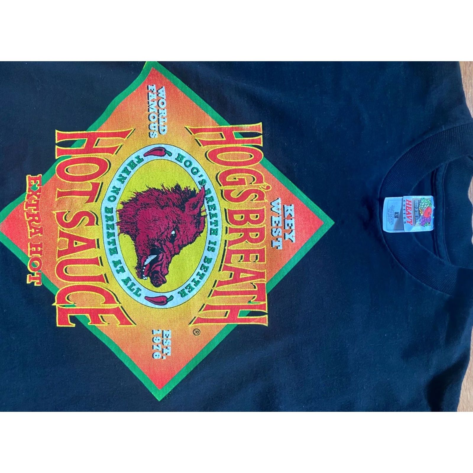 Fruit Of The Loom VTG Hogs Breath Saloon Key West Florida T Shirt Mens Sz L Black Cotton Short Sleeve Crew Neck Fruit of the Loom Size US L / EU 52-54 / 3 - 3 Thumbnail