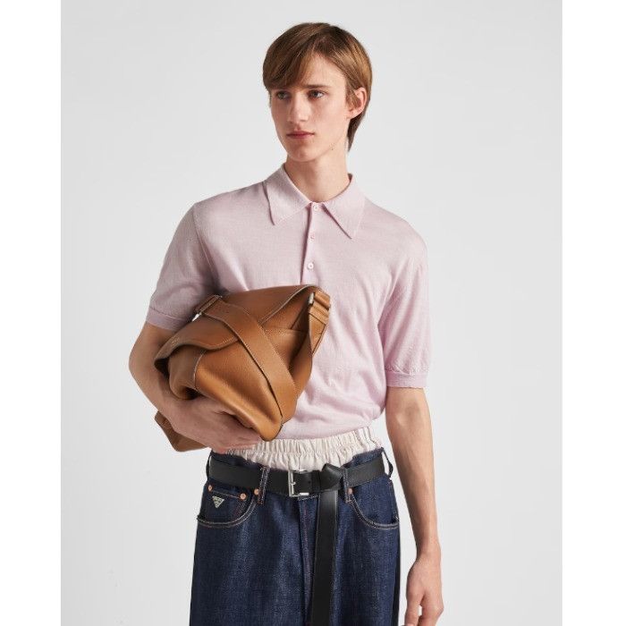 Prada o1bcso1str1025 Superfine Cashmere Polo Shirt in Pink Size US L / EU 52-54 / 3 - 4 Thumbnail