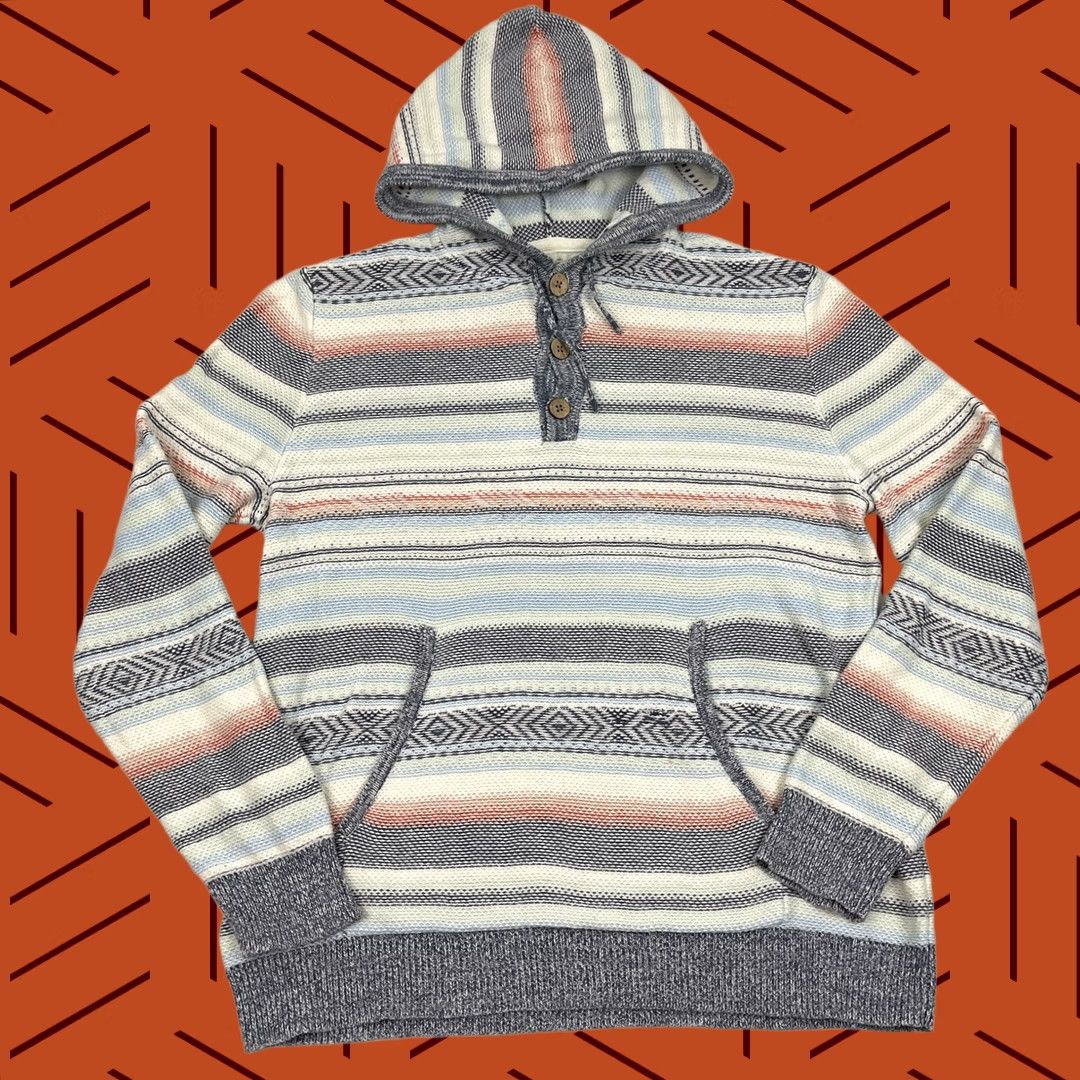 Faherty Faherty Cove Poncho Hoodie Sweater Mens XL Knit Southwest Aztec Sierra Paradise Jacket Pullover Hooded Multicolor Striped Casual Travel Activewear Size US XL / EU 56 / 4 - 1 Thumbnail