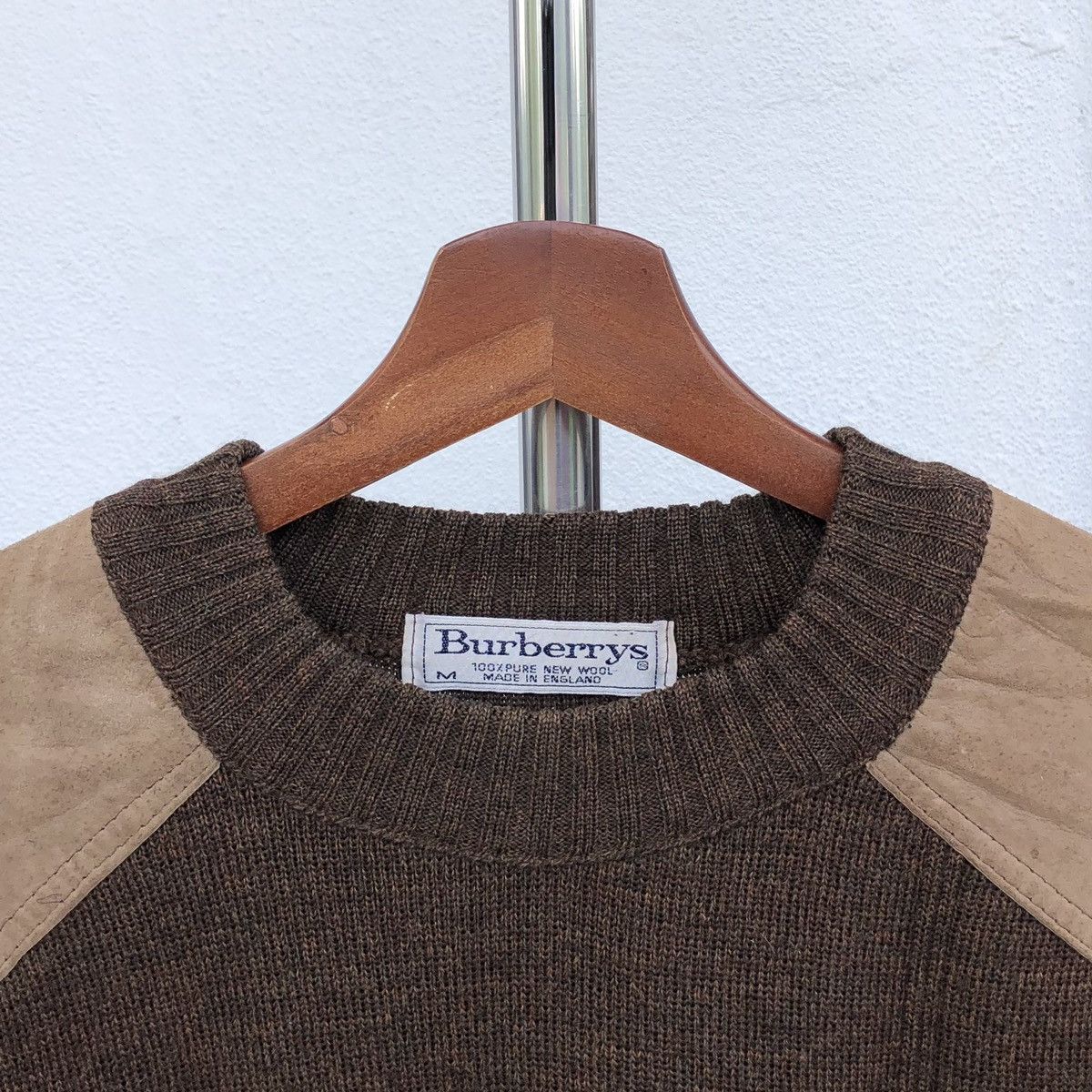 Burberry Vintage Burberrys Suede Elbow Patches 100% Pure New Wool Size US M / EU 48-50 / 2 - 16 Thumbnail