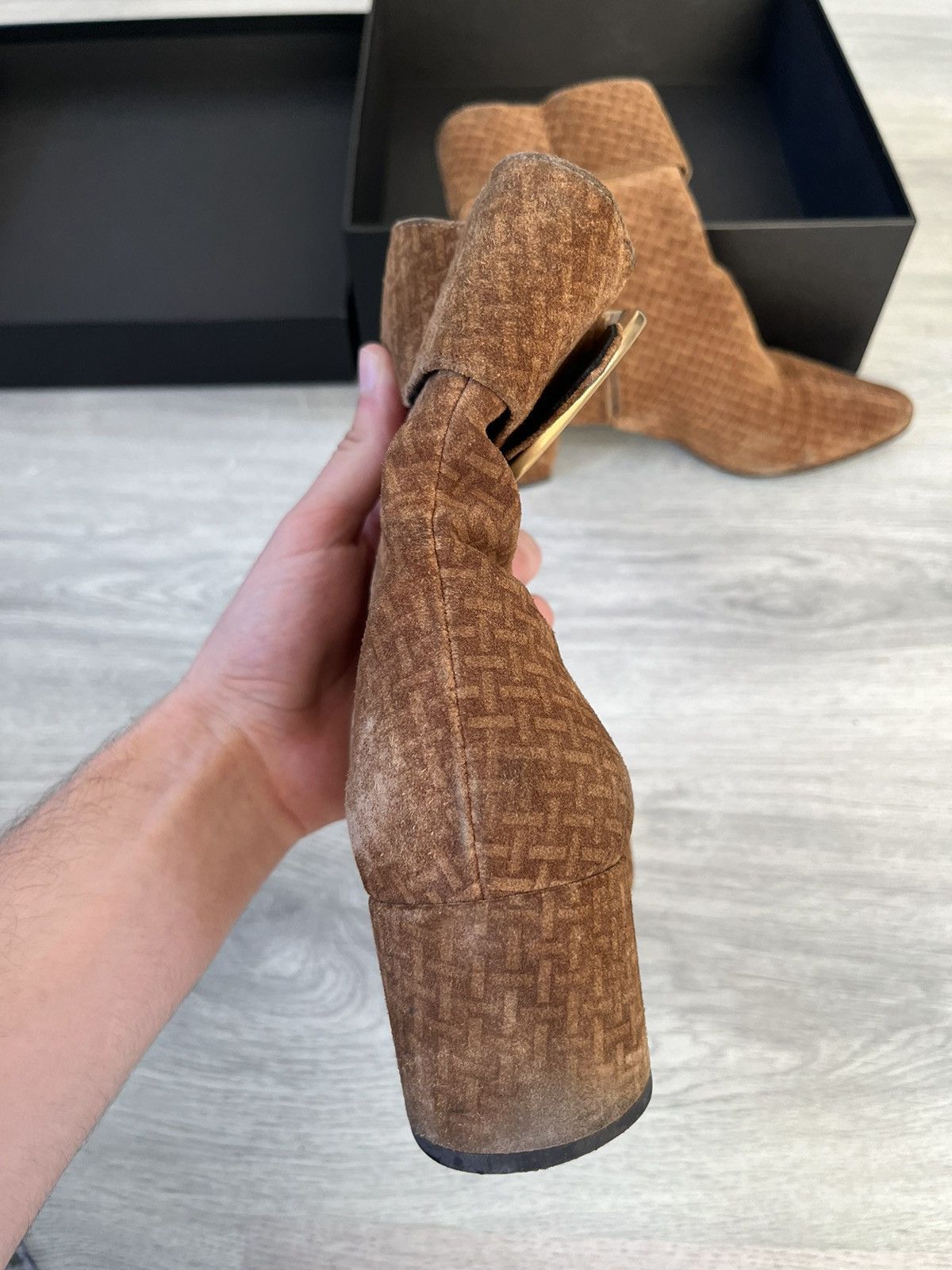Saint Laurent Paris Saint Laurent 2019 Joplin Suede Patterned Ankle Boots Size US 7.5 / IT 37.5 - 12 Thumbnail