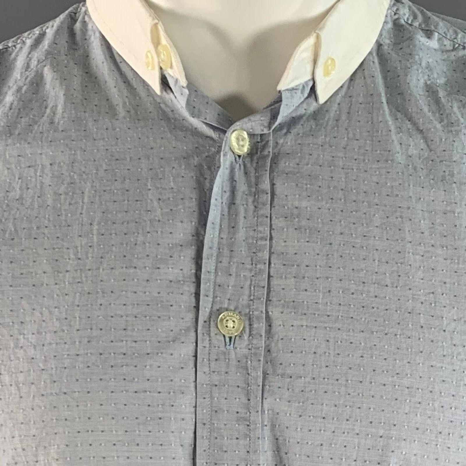 Other Blue White Dots Cotton Button Down Collar Long Sleeve Shirt Size US M / EU 48-50 / 2 - 2 Thumbnail