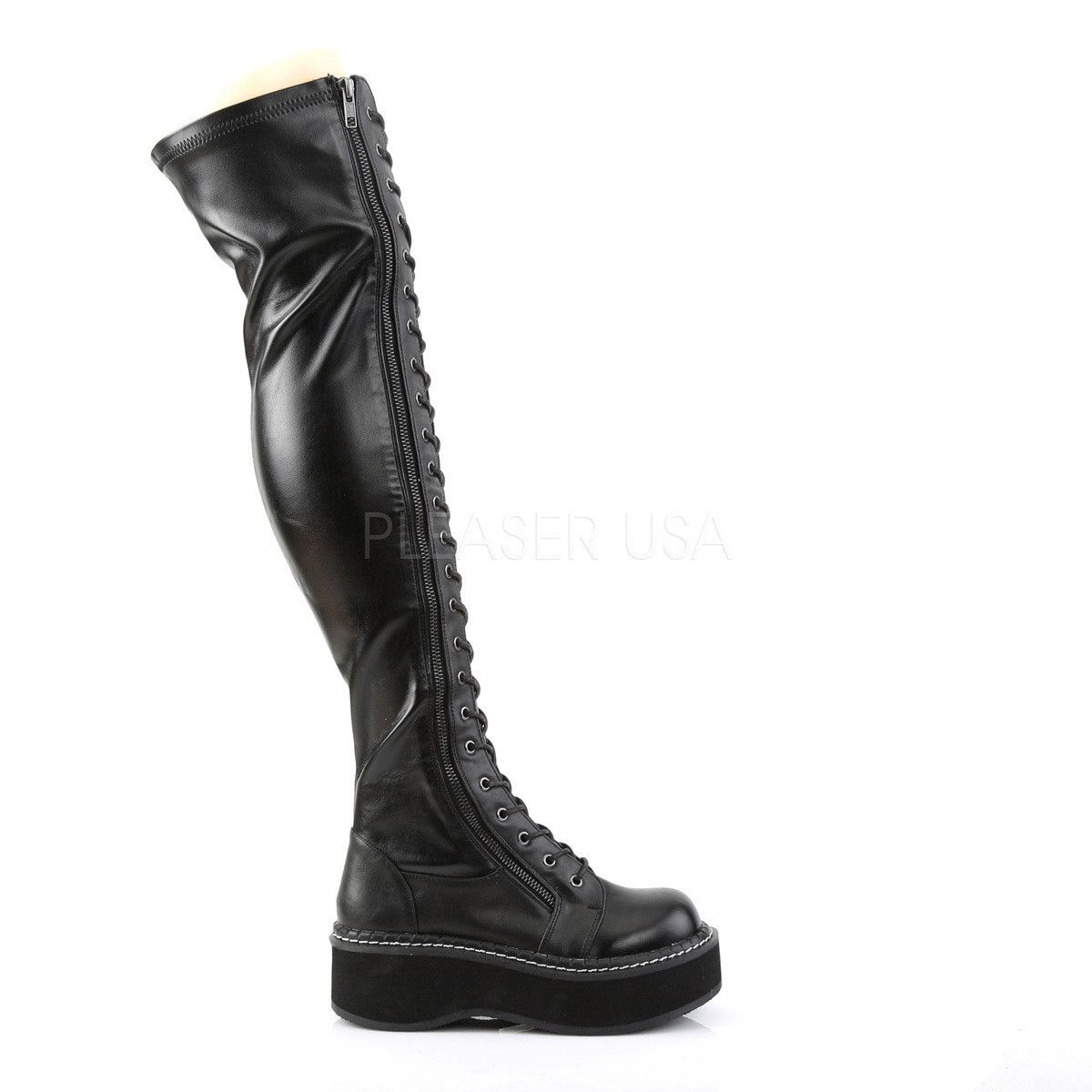 Other DEMONIA Emily 375 Matte Black Lace Up 2" Platform Goth Punk Size US 9 / IT 39 - 4 Thumbnail
