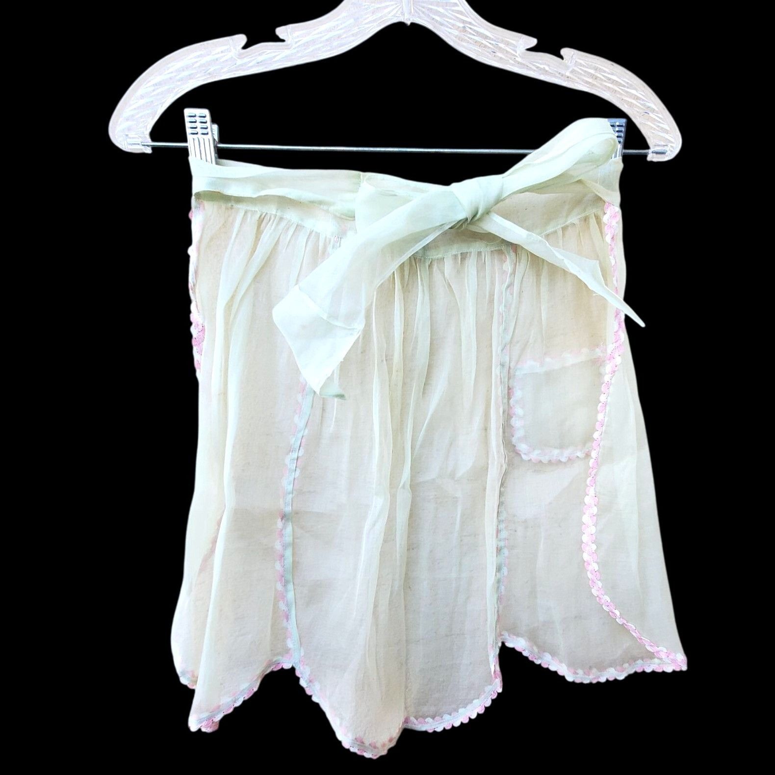 Vintage Vintage 1930s Sheer Organza Apron Mid Century Burlesque Cost Size ONE SIZE - 5 Thumbnail