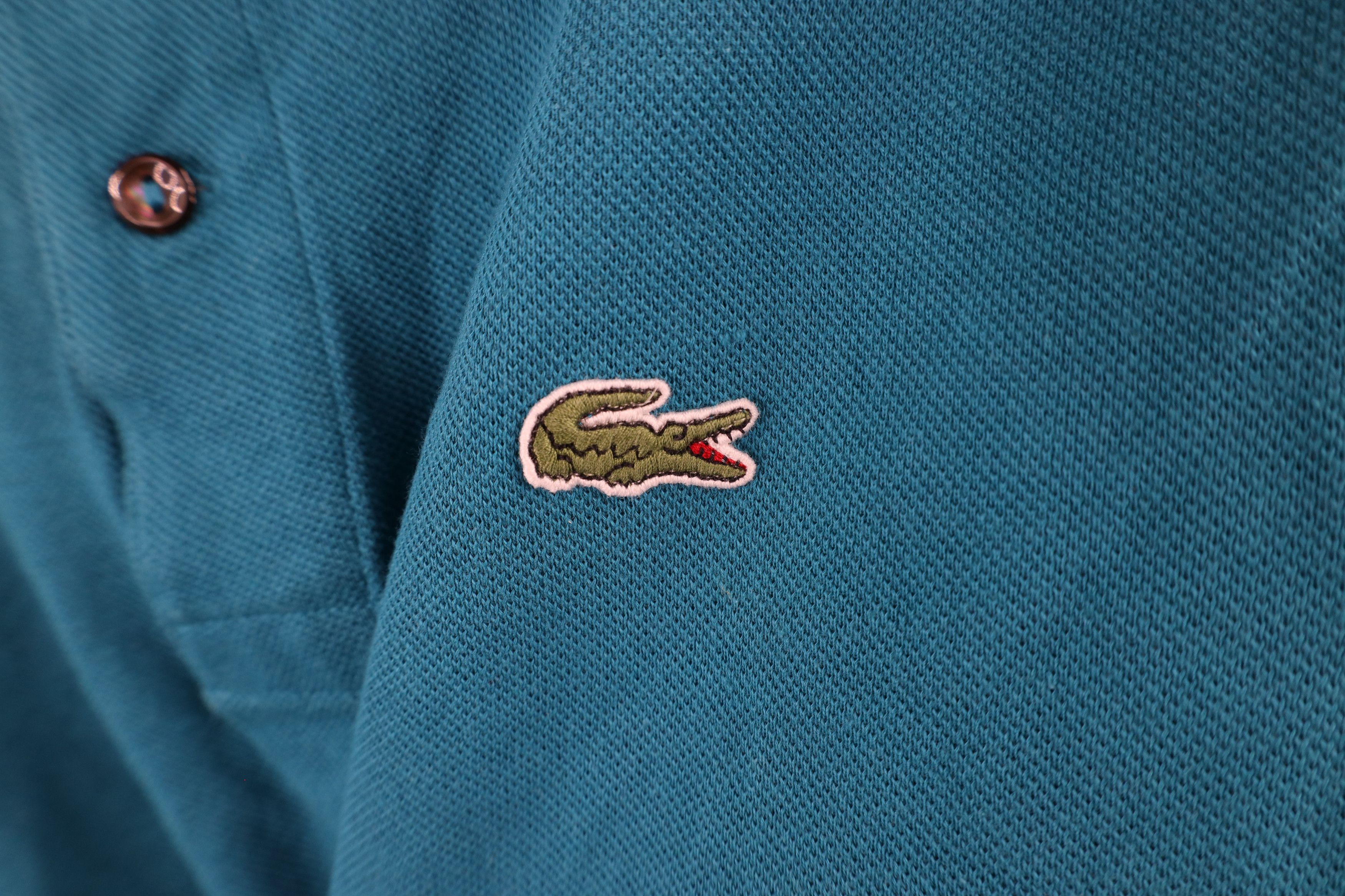 Lacoste × Vintage Lacoste Distressed Croc Logo Collared Golf Polo Shirt Blue Size US L / EU 52-54 / 3 - 4 Thumbnail