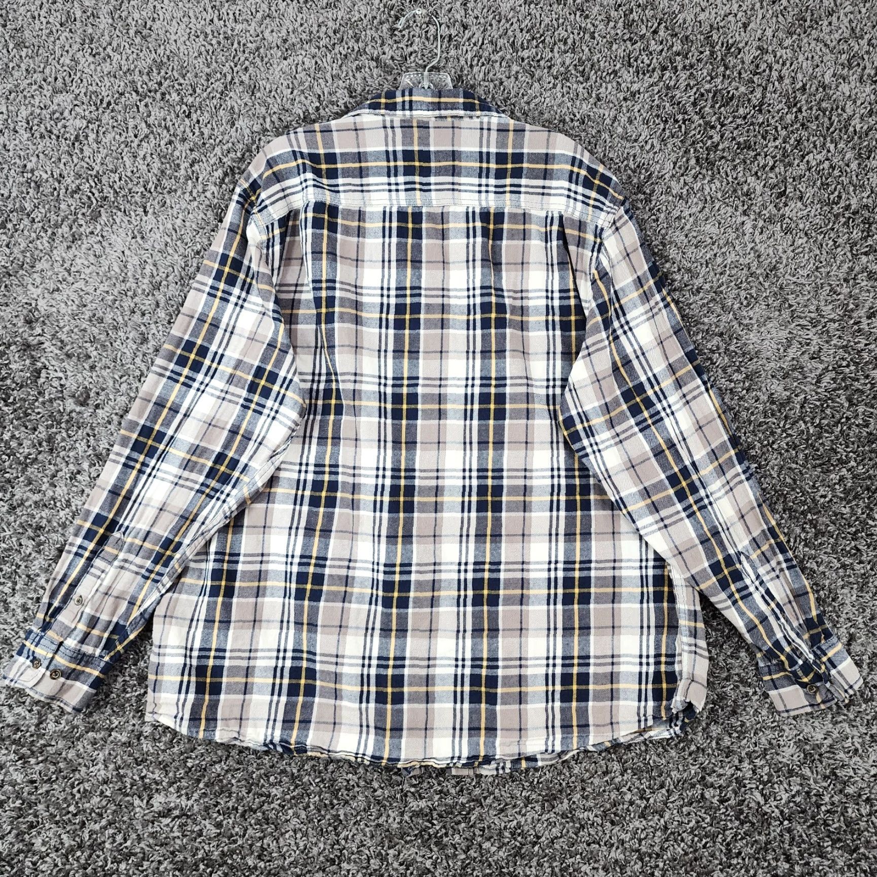 Faded Glory VINTAGE Faded Glory Button-Up Shirt Mens Flannel Plaid Long Sleeve XL Beige Blue Size US XL / EU 56 / 4 - 5 Thumbnail