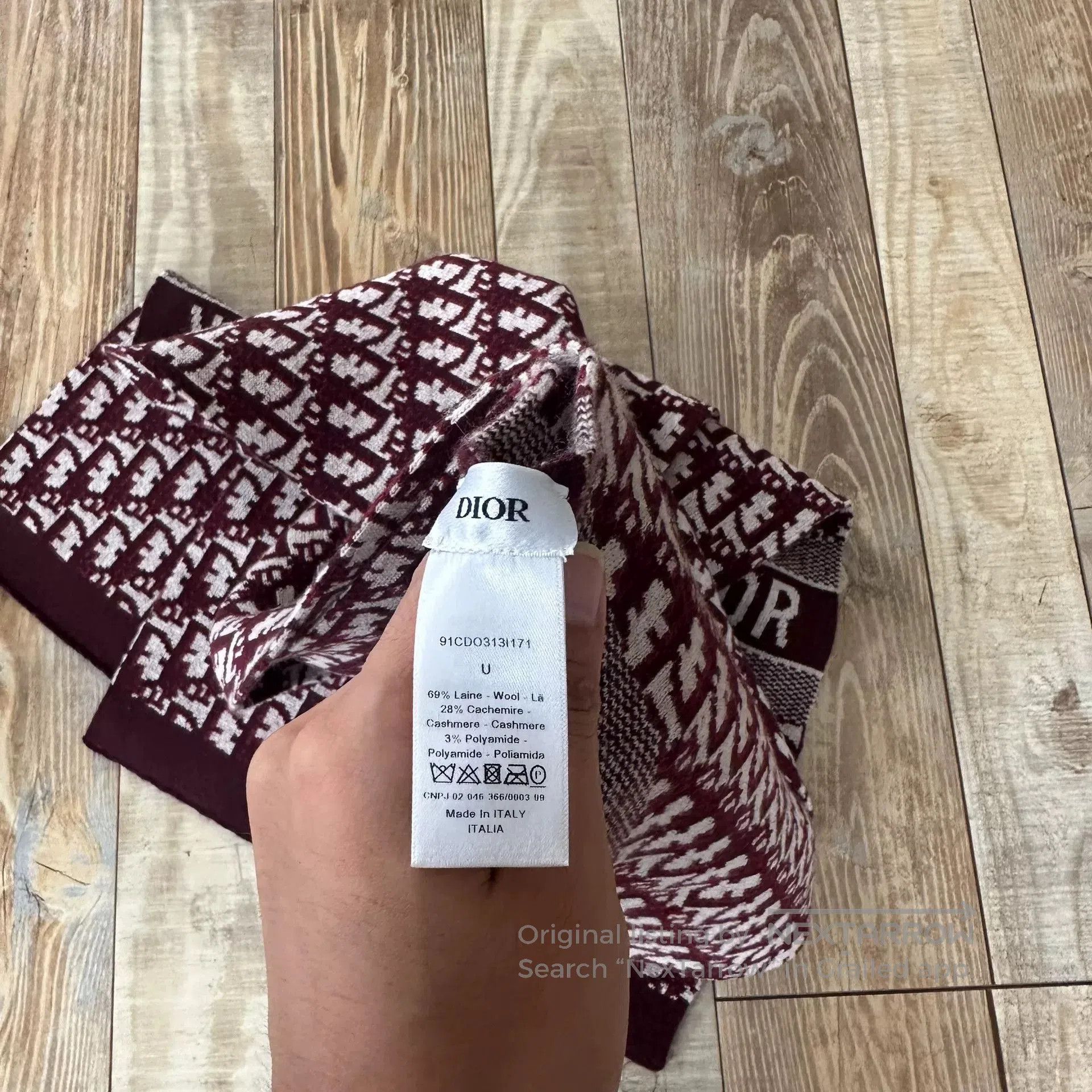 Dior Dior Red Knitted Cashmere Scarf. Size ONE SIZE - 6 Thumbnail