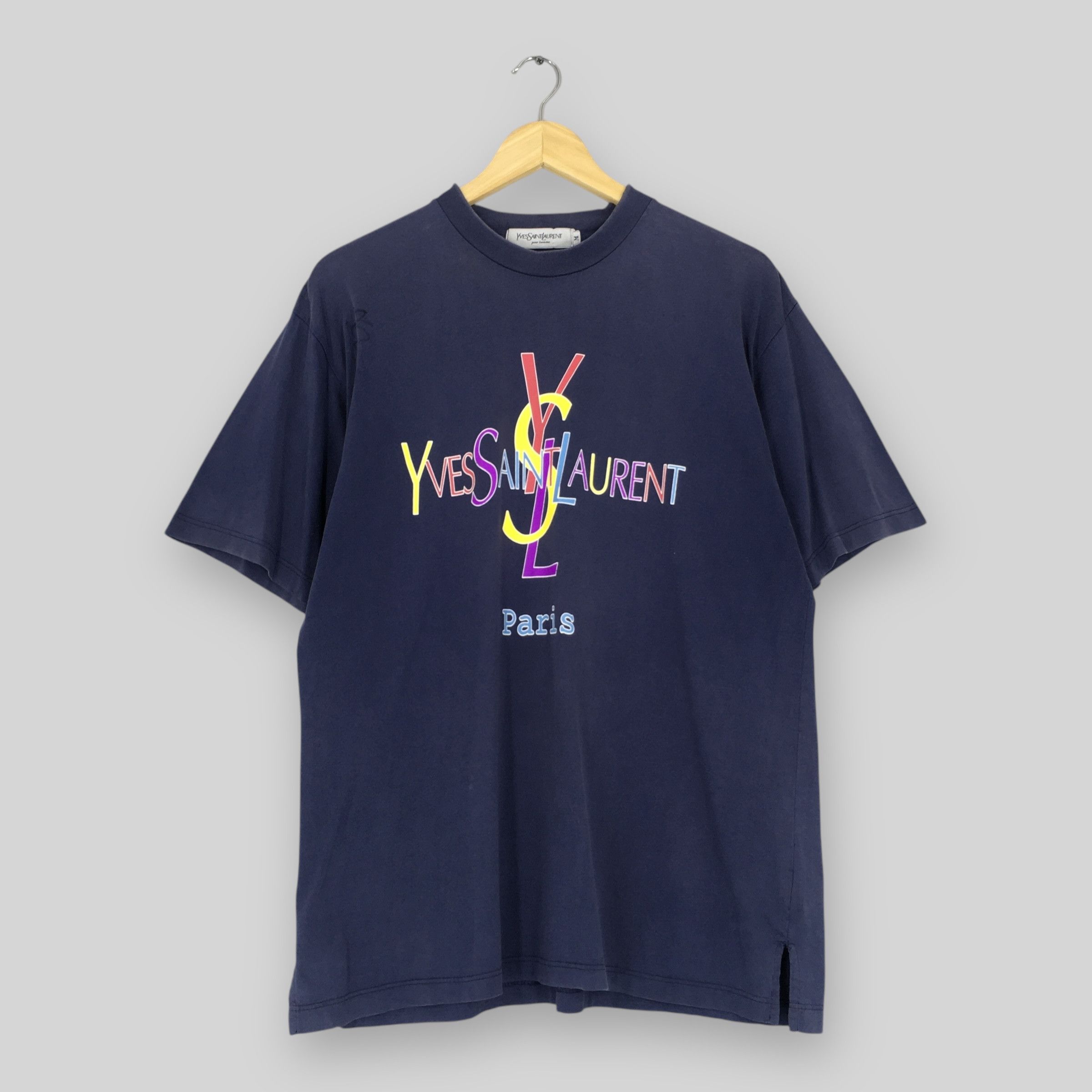 Yves Saint Laurent Vintage YSL Yves Saint Laurent Blue T shirt Medium Size US M / EU 48-50 / 2 - 1 Thumbnail