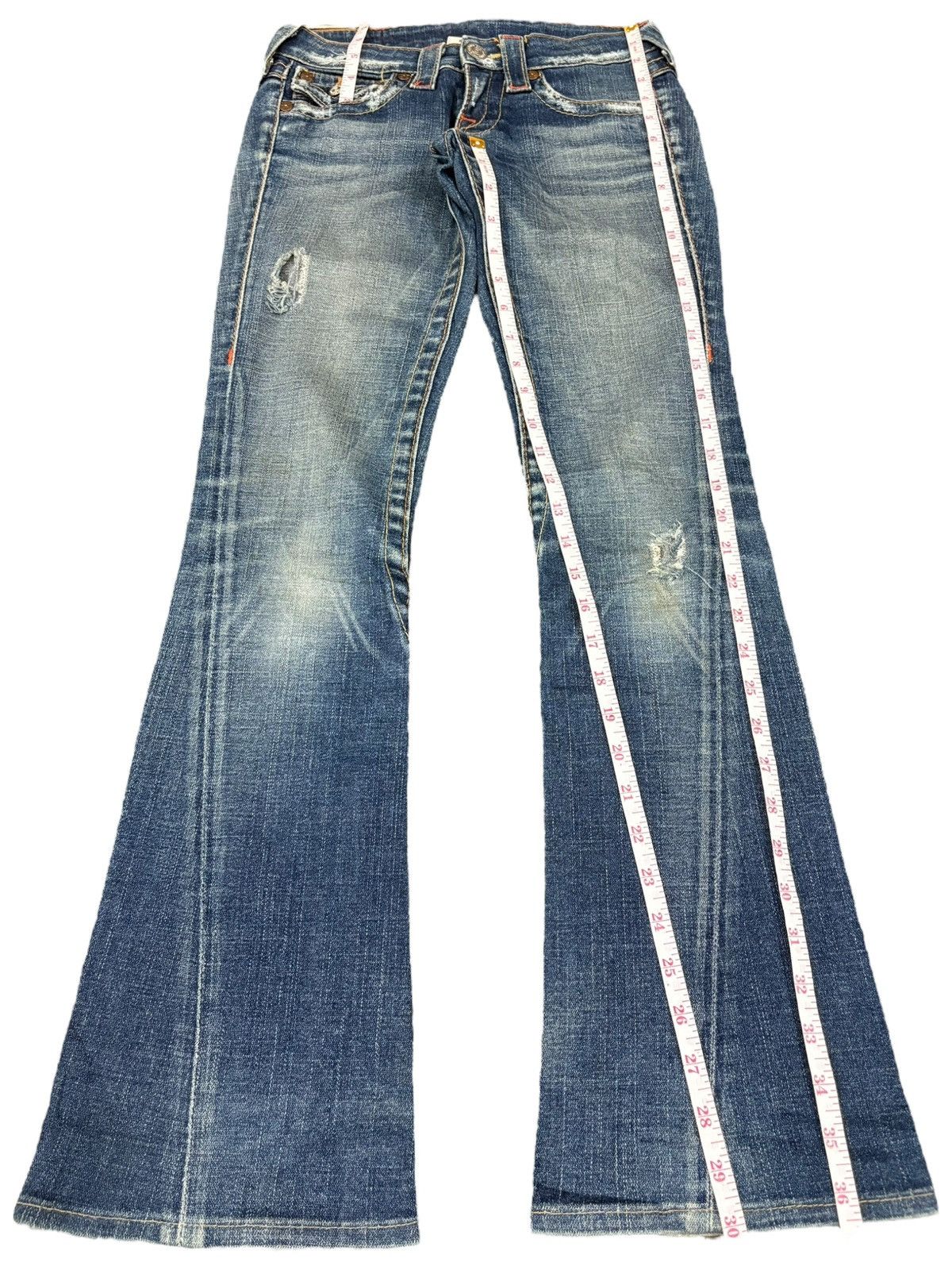 True Religion Vintage True Religion Joey Distressed Flare Blue Jeans Size 27" / US 4 / IT 40 - 11 Thumbnail
