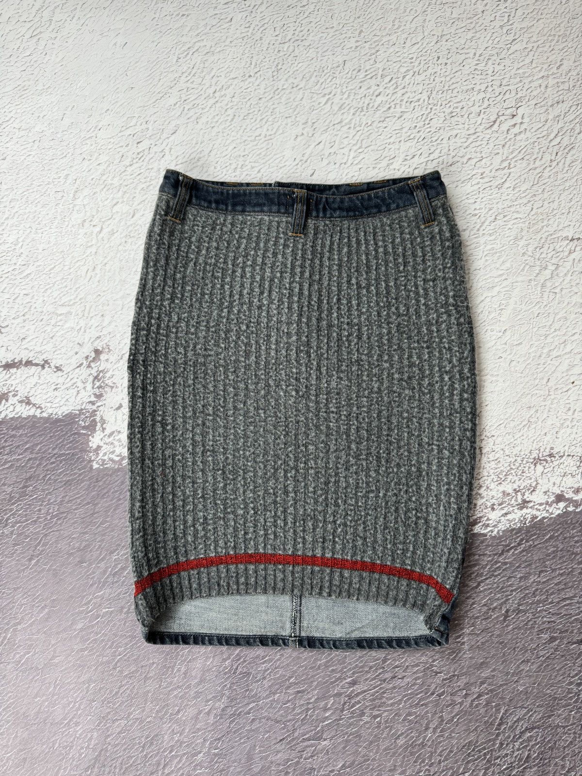 Dolce & Gabbana Dolce & Gabbana blue denim grey wool midi skirt Size 30" / US 8 / IT 44 - 4 Thumbnail