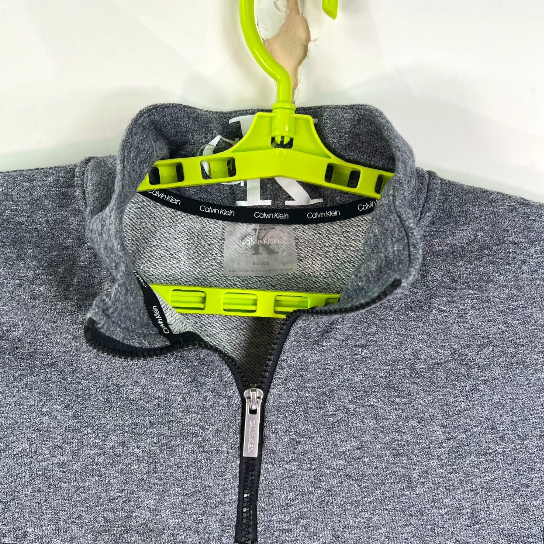 Calvin Klein Calvin Klein Performance 1/4 Zip Crop Top Women XL Athletic Heather Gray Shirt Size XL / US 12-14 / IT 48-50 - 2 Thumbnail