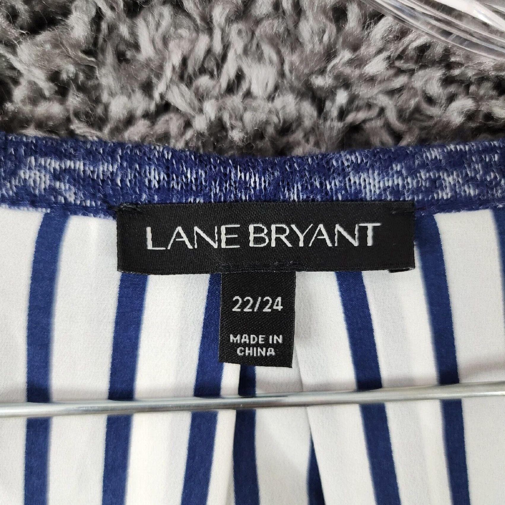 Vintage Lane Bryant Blouse Plus Size 22/24 Long Sleeve Blue/White Striped Womens Size 3XL / US 20-22 - 4 Thumbnail
