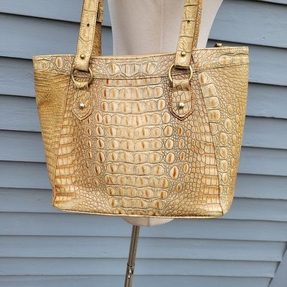 BRAHMIN Brahmin Medium Asher Tote Bag in a Crocodile Embossed Tan Me Size ONE SIZE - 6 Thumbnail