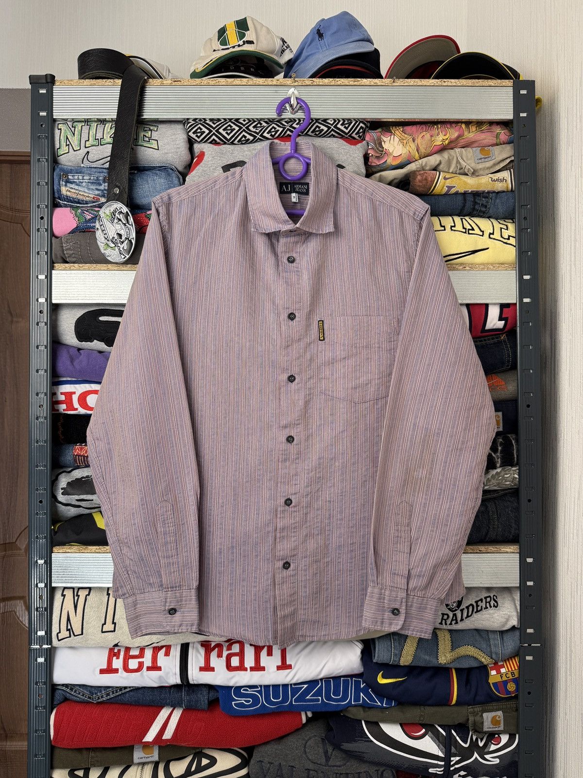 Armani Armani Jeans Striped Shirt Button Up Rayon Size US M / EU 48-50 / 2 - 1 Thumbnail