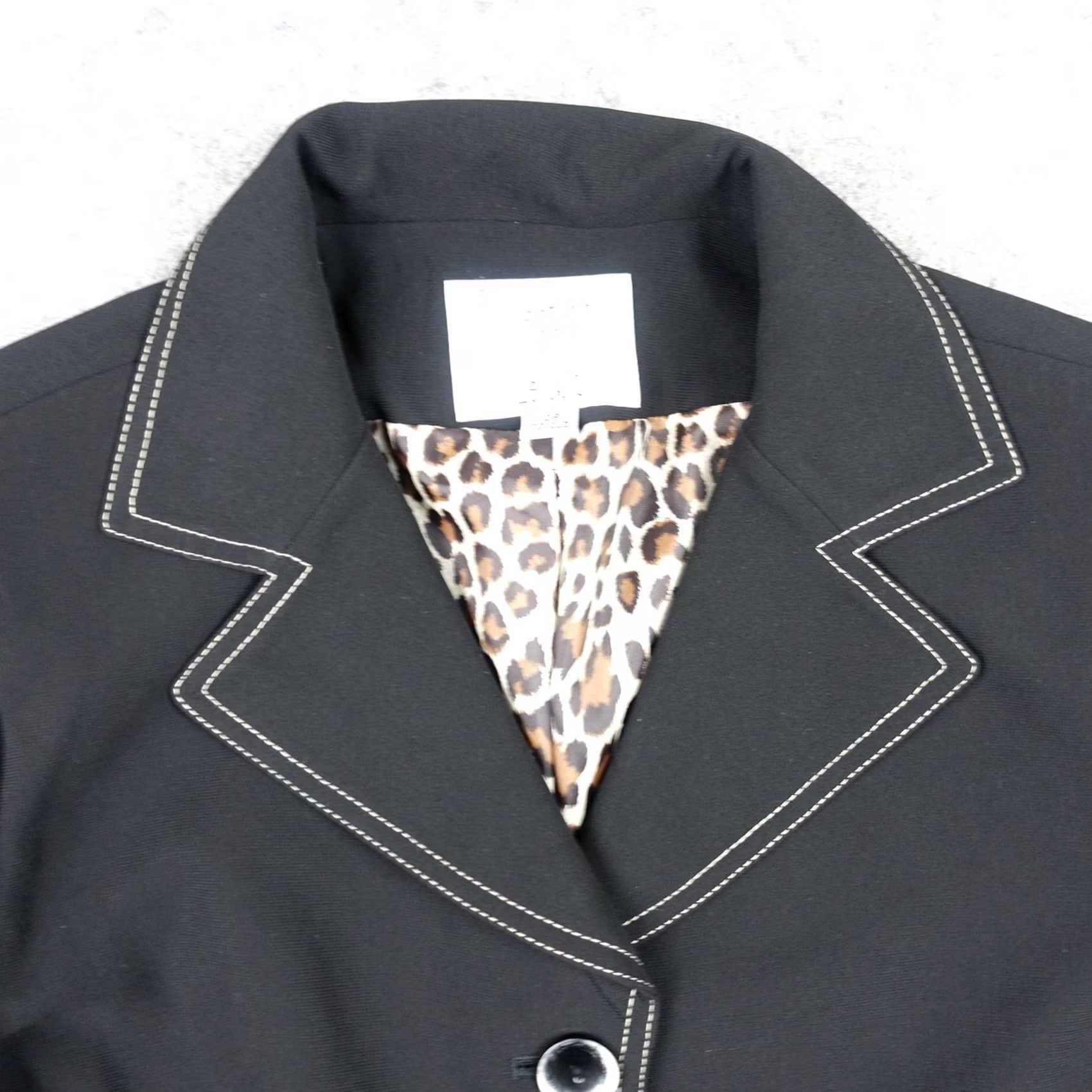 Vintage VINTAGE Collections for Le Suit Blazer Jacket Womens 10P Black Leopard Lined VTG Size L / US 10 / IT 46 - 2 Thumbnail
