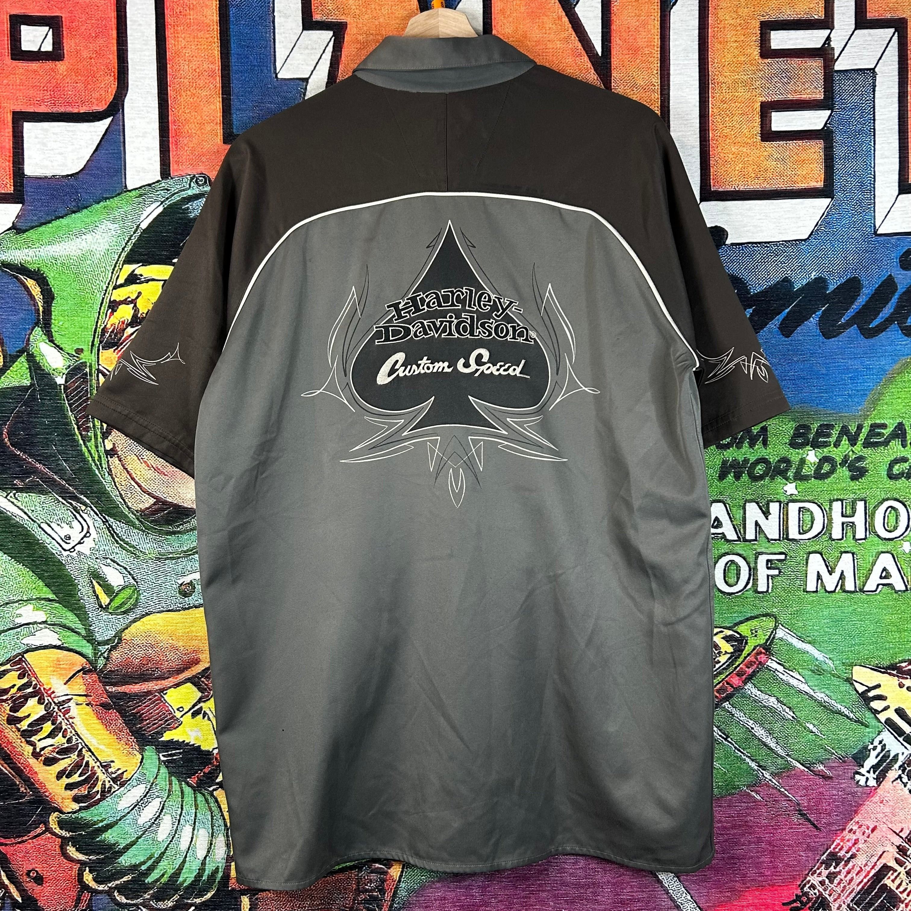 Harley Davidson × Vintage Harley Davidson Ace Of Spade ‘Custom Speed’ Button Down Size US S / EU 44-46 / 1 - 1 Thumbnail