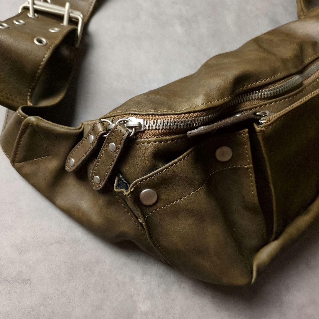 Archive 00s leather waist pouch y2k v 平成 Leather Grunge Waistbag 00s Y2K