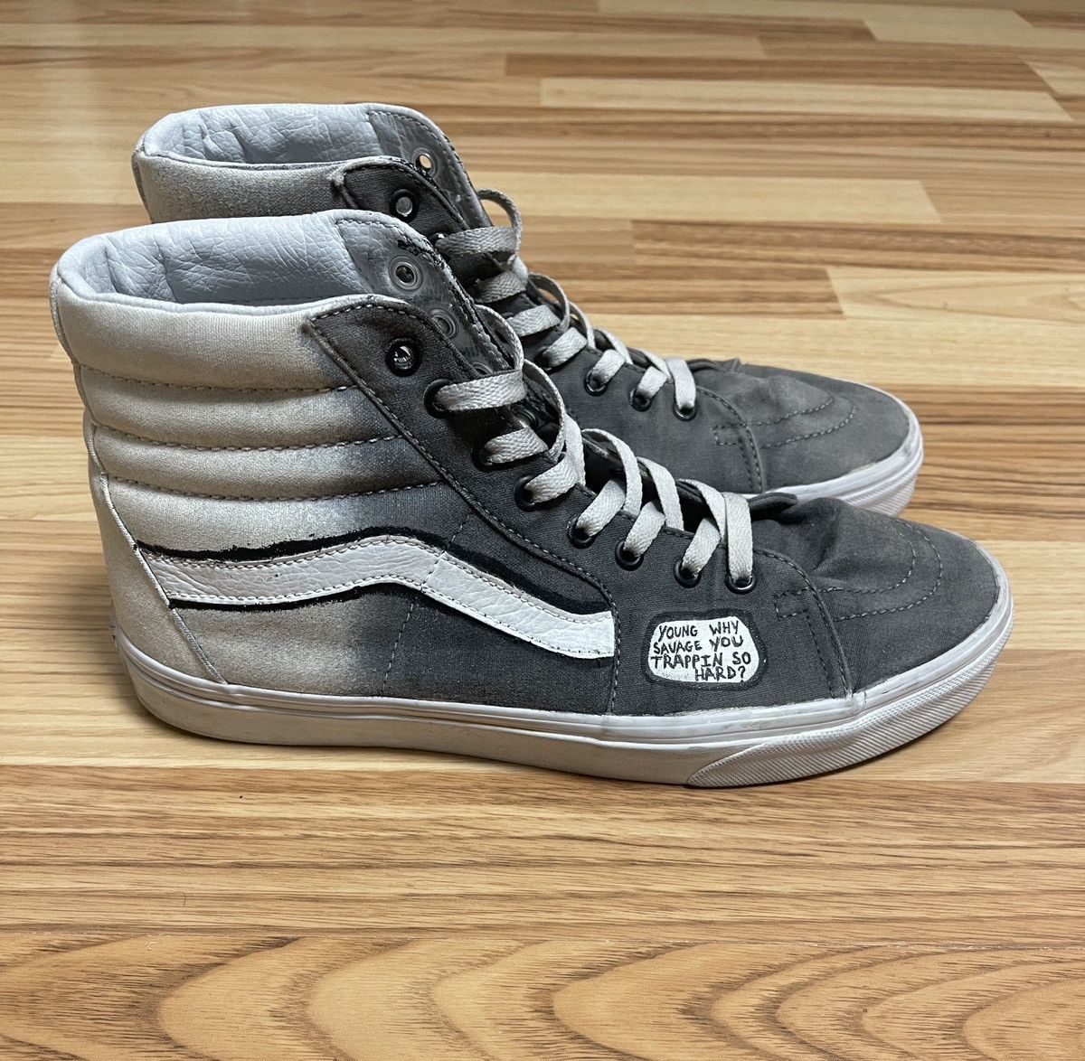I Ain't Dead Yet × Vans Malik Morillo Custom 1/1 Vans Sk8 Hi Rap Lyrics Sneakers Size US 10.5 / EU 43-44 - 9 Thumbnail