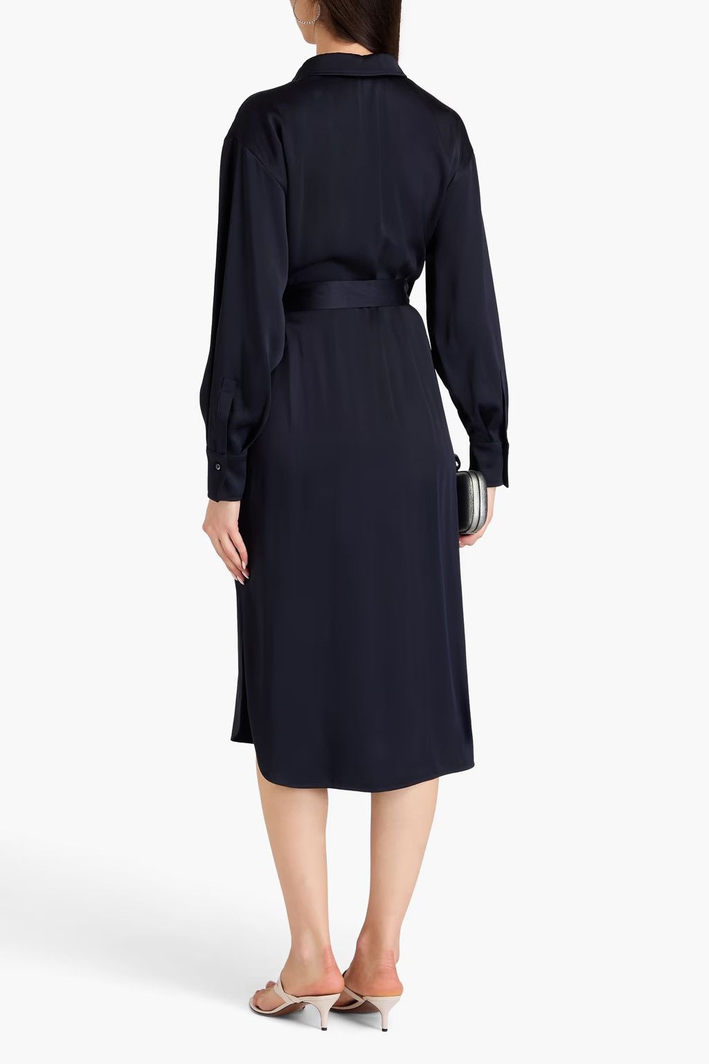 Brunello Cucinelli o1y0725 Midi Dress in Navy Blue Size XS / US 0-2 / IT 36-38 - 3 Thumbnail