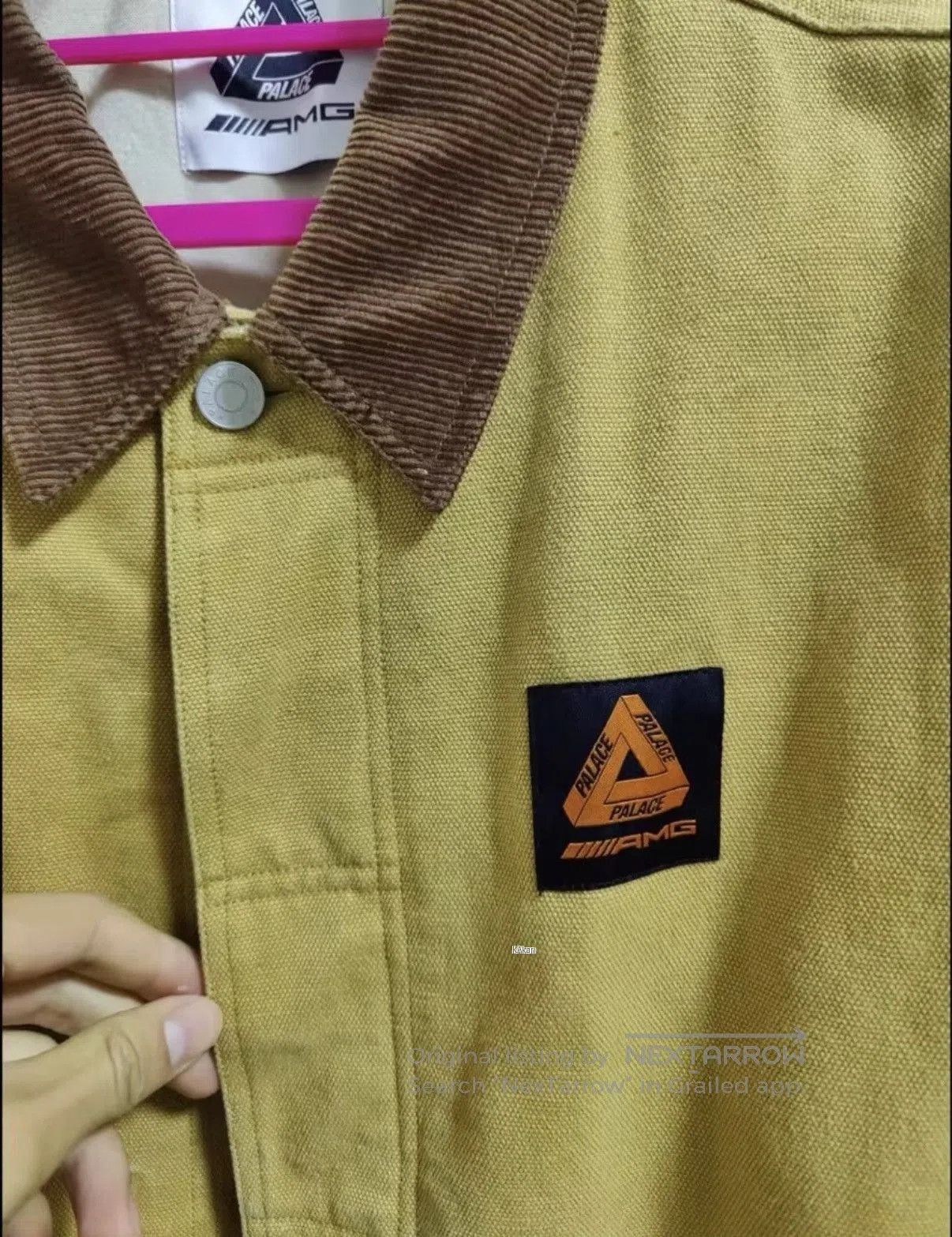 Palace Beige Collared Jacket with Embroidered Back Design. Size US L / EU 52-54 / 3 - 4 Thumbnail