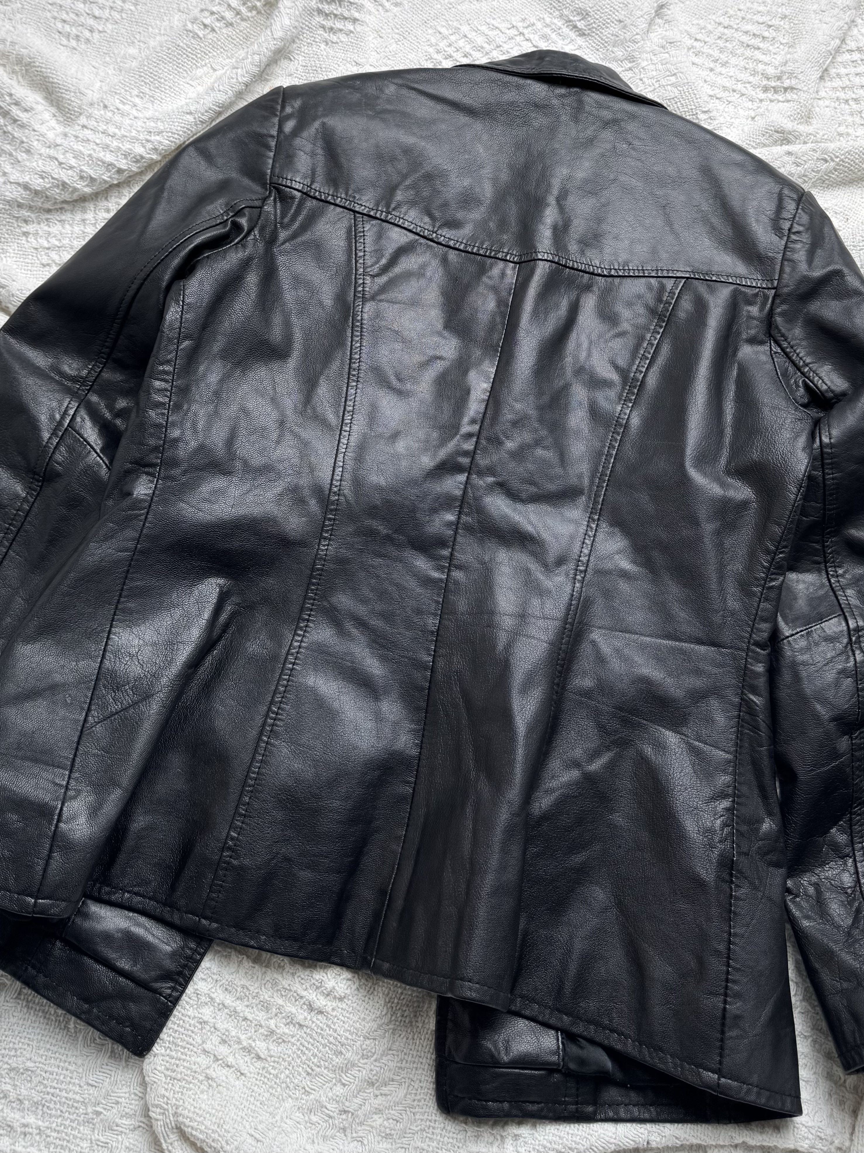 Vintage Vintage Leather Blazer Jacket Button Front Tailored Classic Size M / US 6-8 / IT 42-44 - 10 Thumbnail