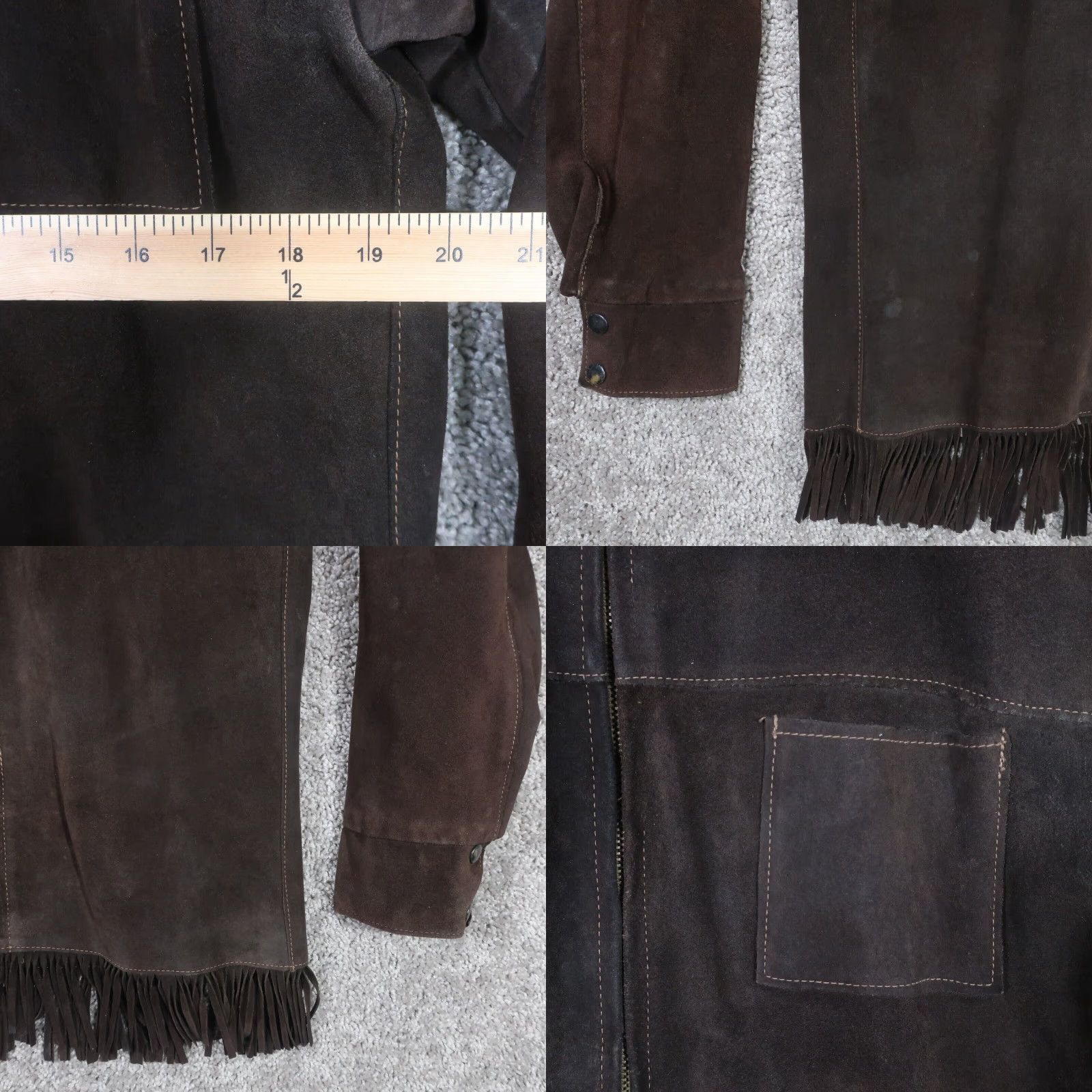 Vintage VTG Walker's Riding Apparel Leather Jacket Mens 40 Brown Suede Fringes Western Bomber Jacket Adult Men Size US XXS / EU 40 - 8 Thumbnail