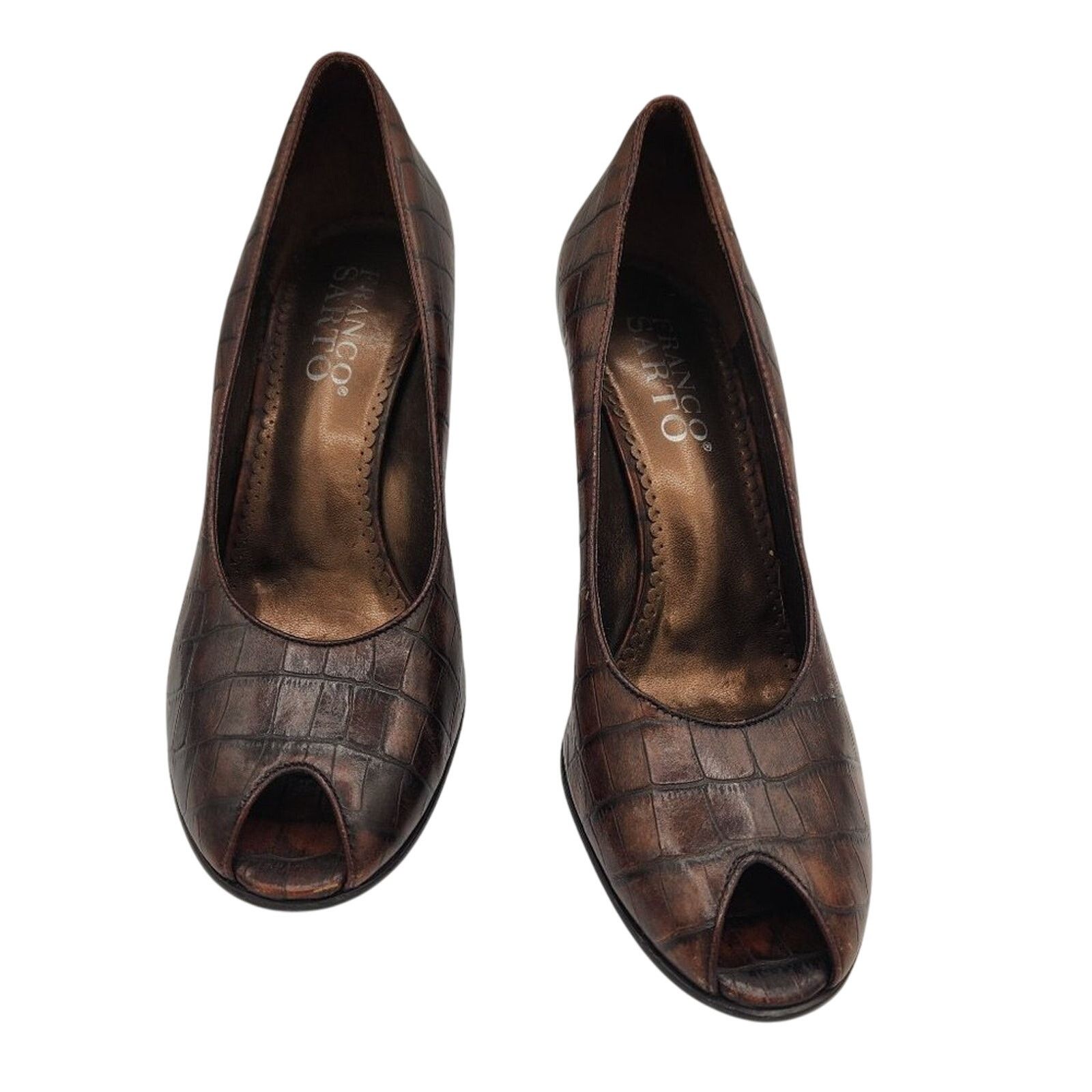 Franco Sarto Franco Sarto Crocodile Peep Toe Heels Size US 9.5 / IT 39.5 - 1 Thumbnail