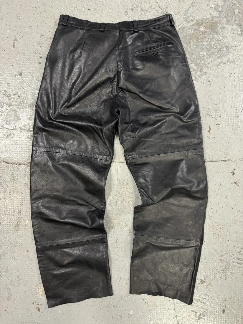 Emporio Armani × Vintage 1990s Emporio Armani Black Leather Biker Pants Size US 32 / EU 48 - 4 Thumbnail